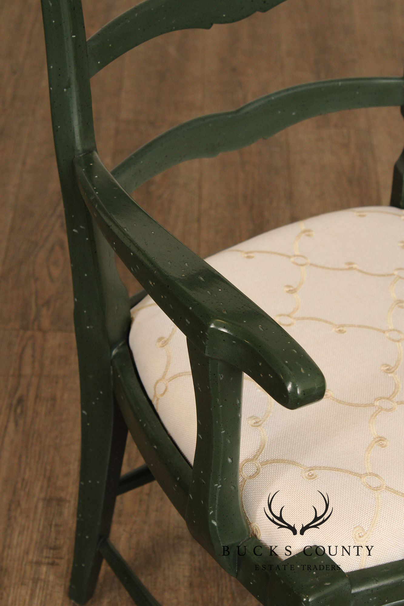 French Country Style Pair of Painted Ladderback Armchairs