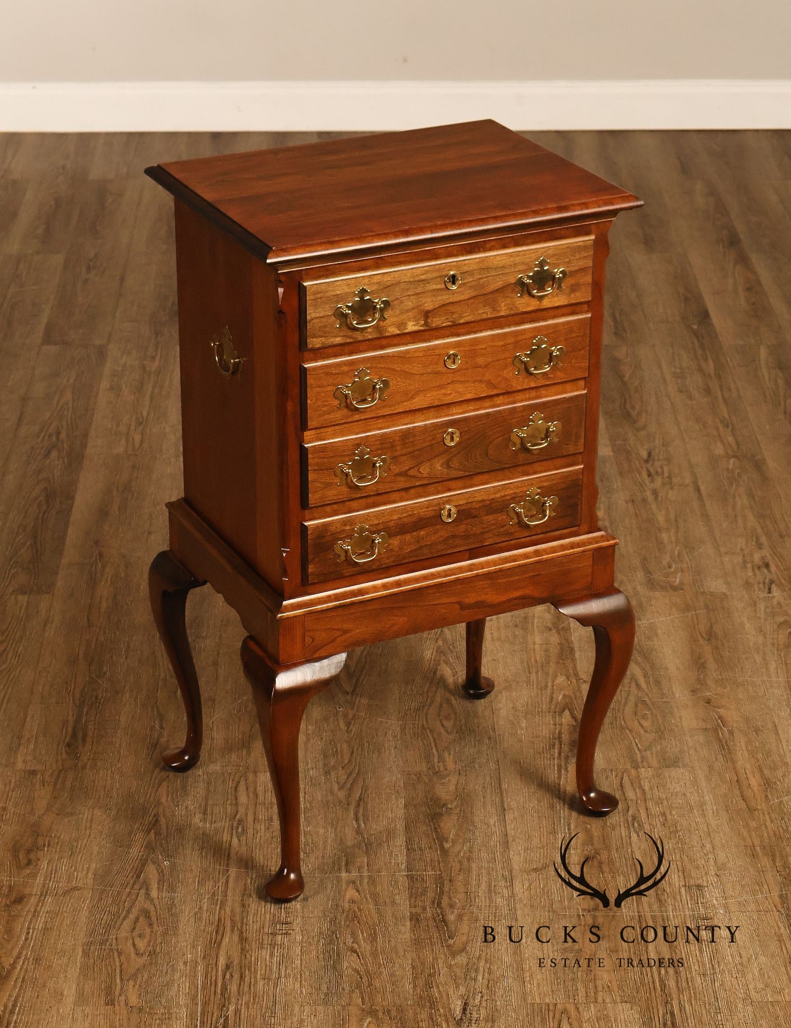 Custom Crafted Queen Anne Style Cherry Silver Chest On Frame