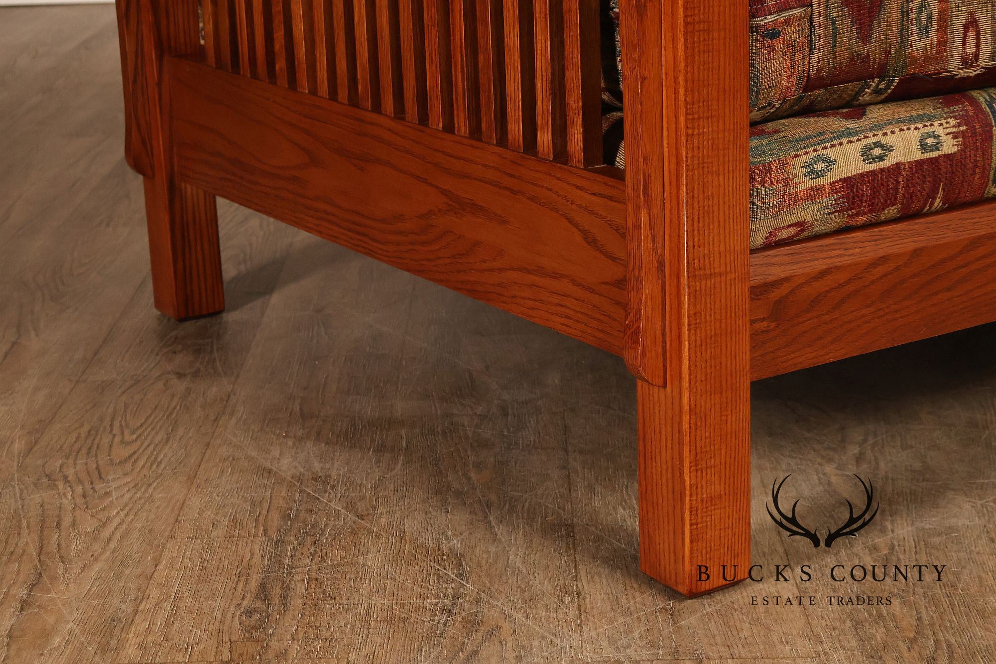 Bassett Furniture Mission Style Oak Spindle Settee