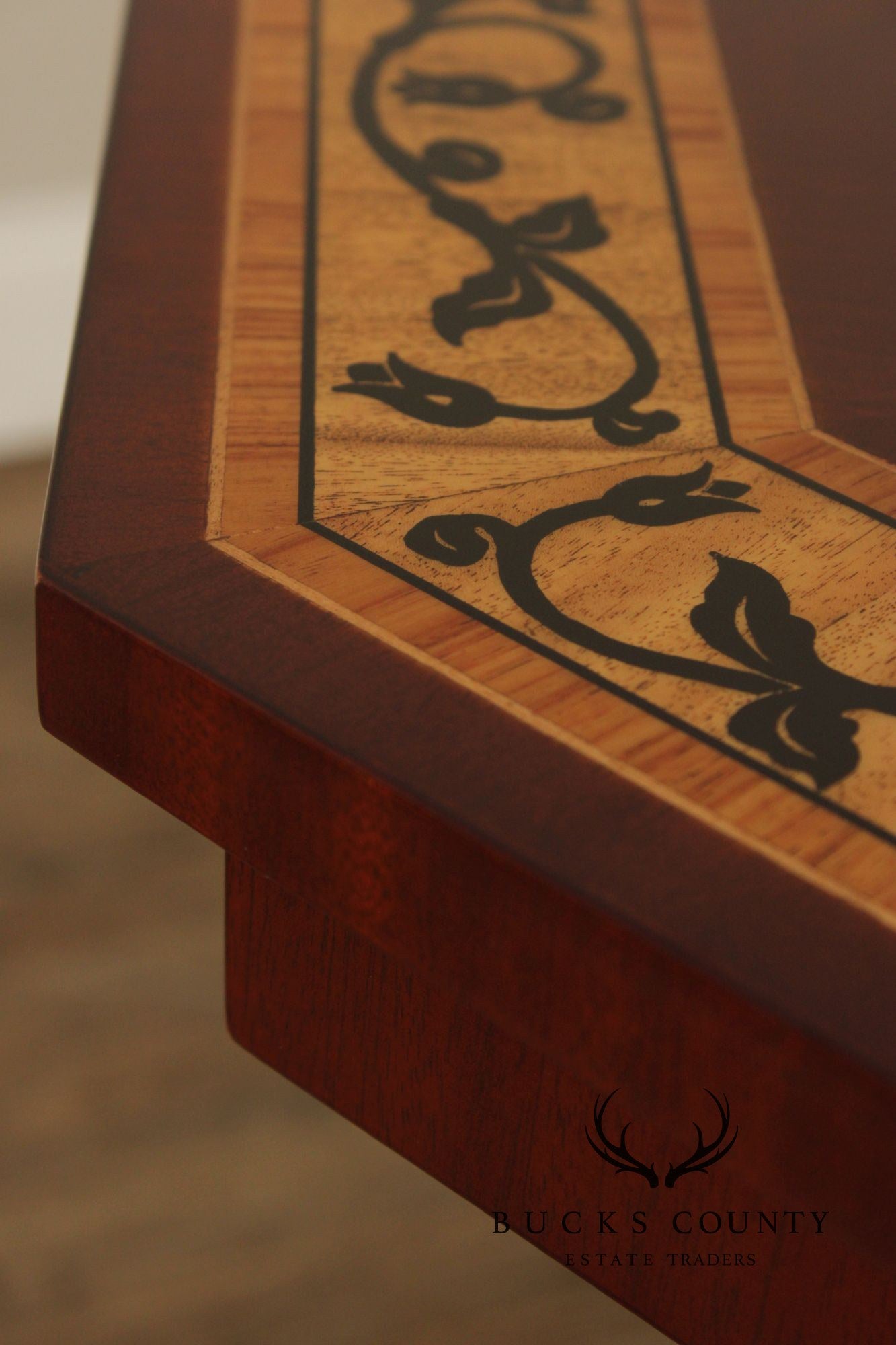 Kindel Furniture Inlaid Mahogany Pedestal Side Table