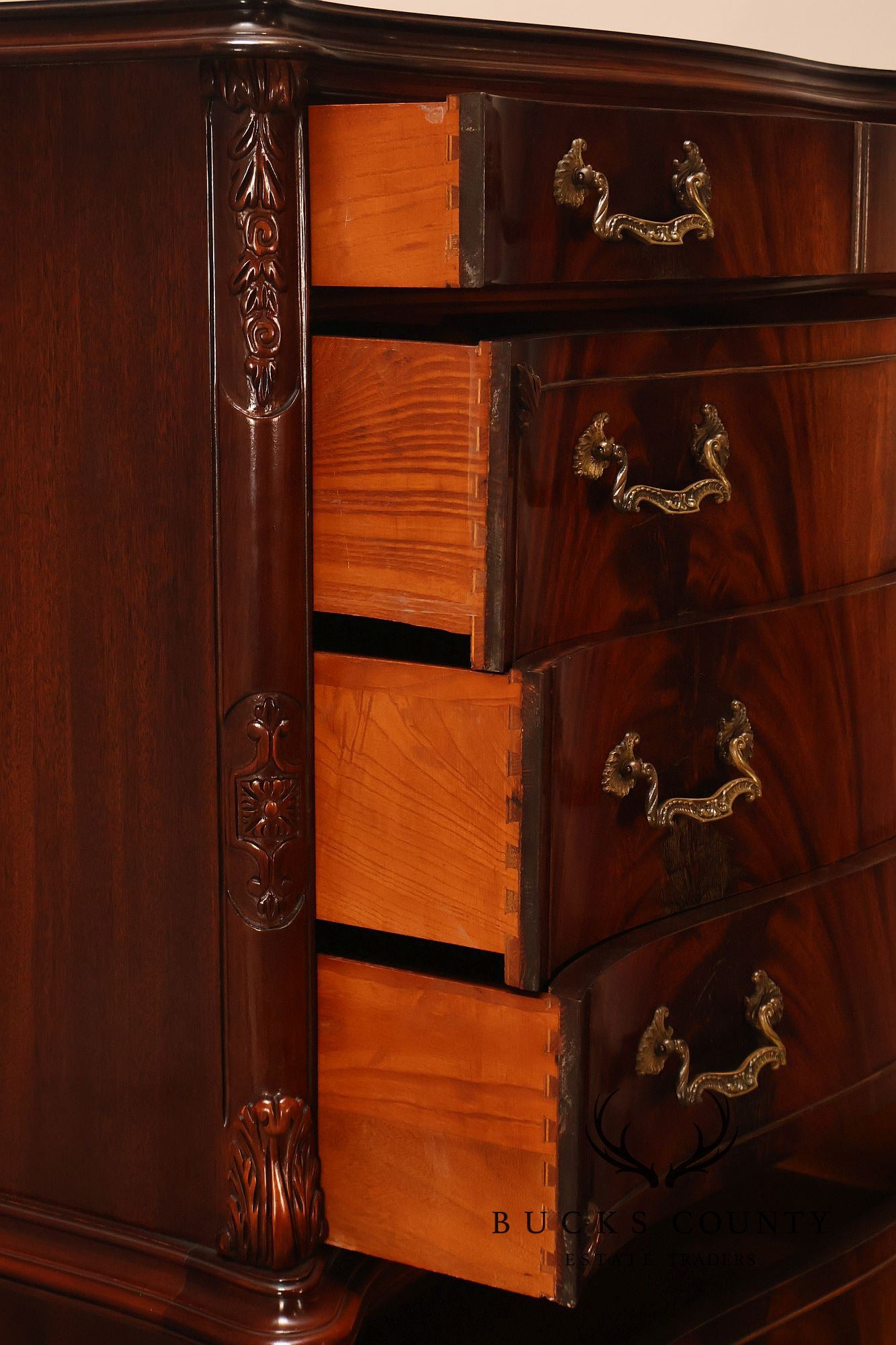 Vintage 1940s Mahogany High Chest