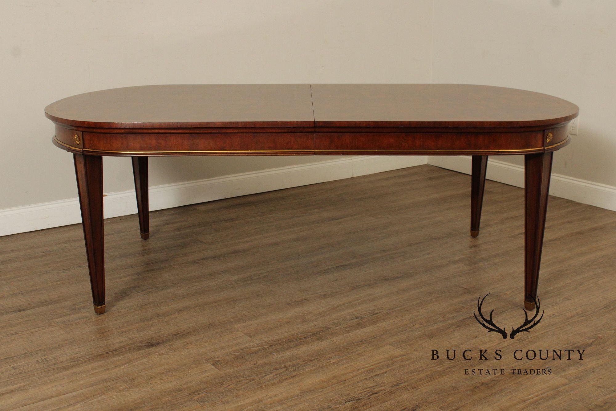 Maitland Smith Empire Style Oval Top Mahogany Expandable Dining Table