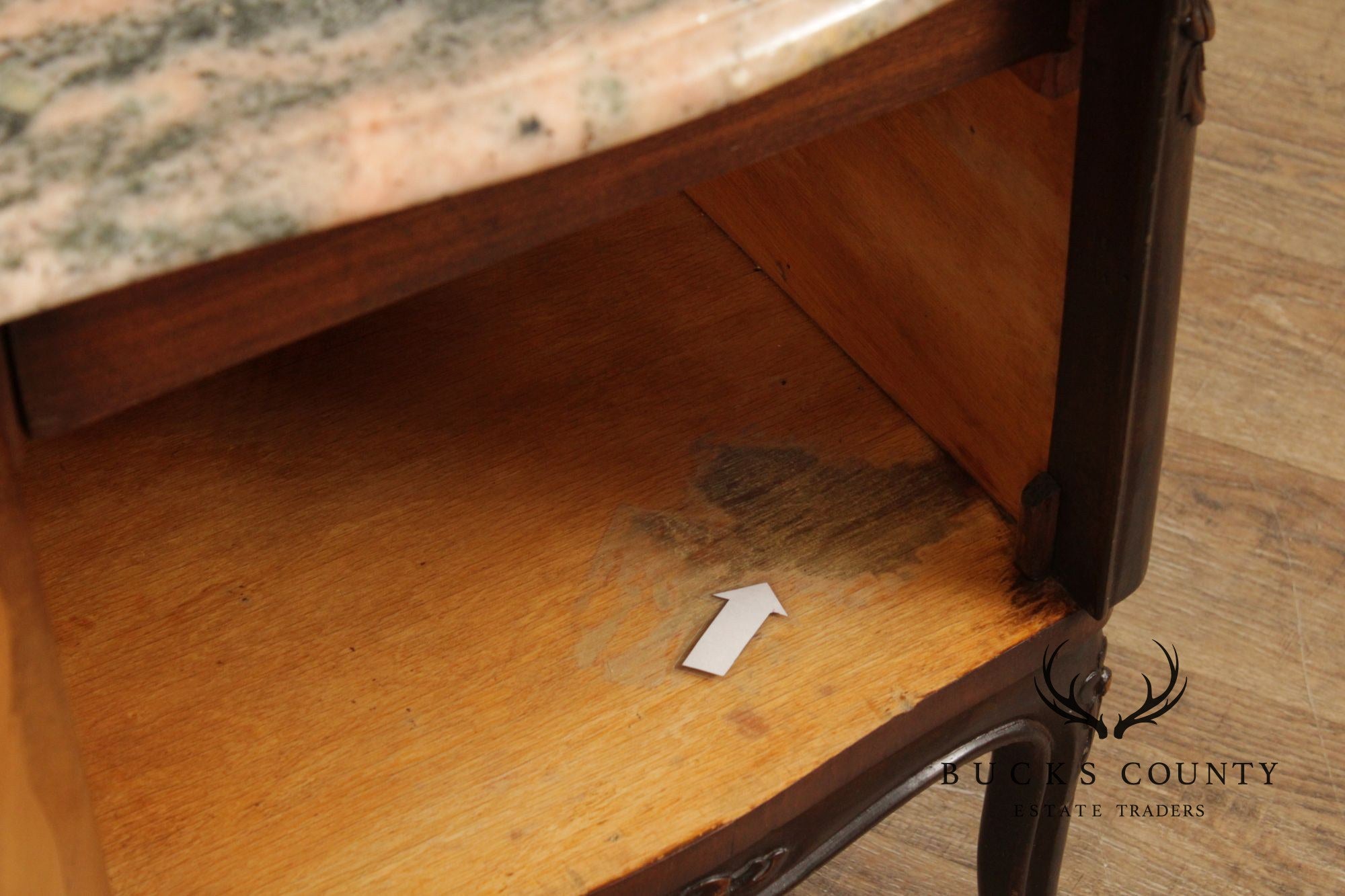 Italian Rococo Style Pair of Marble Top Nightstands