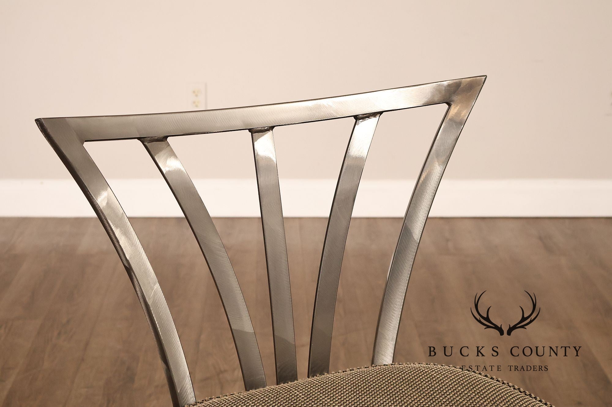 Shaver Howard Contemporary Set Of Three Brushed Steel Swivel Bar Stools