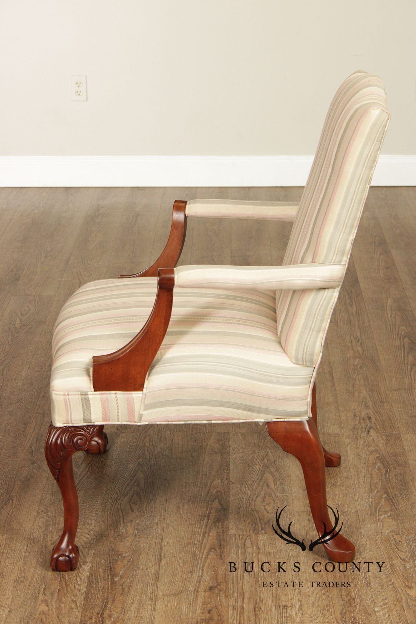 Sam Moore Chippendale Style Pair of Library Armchairs