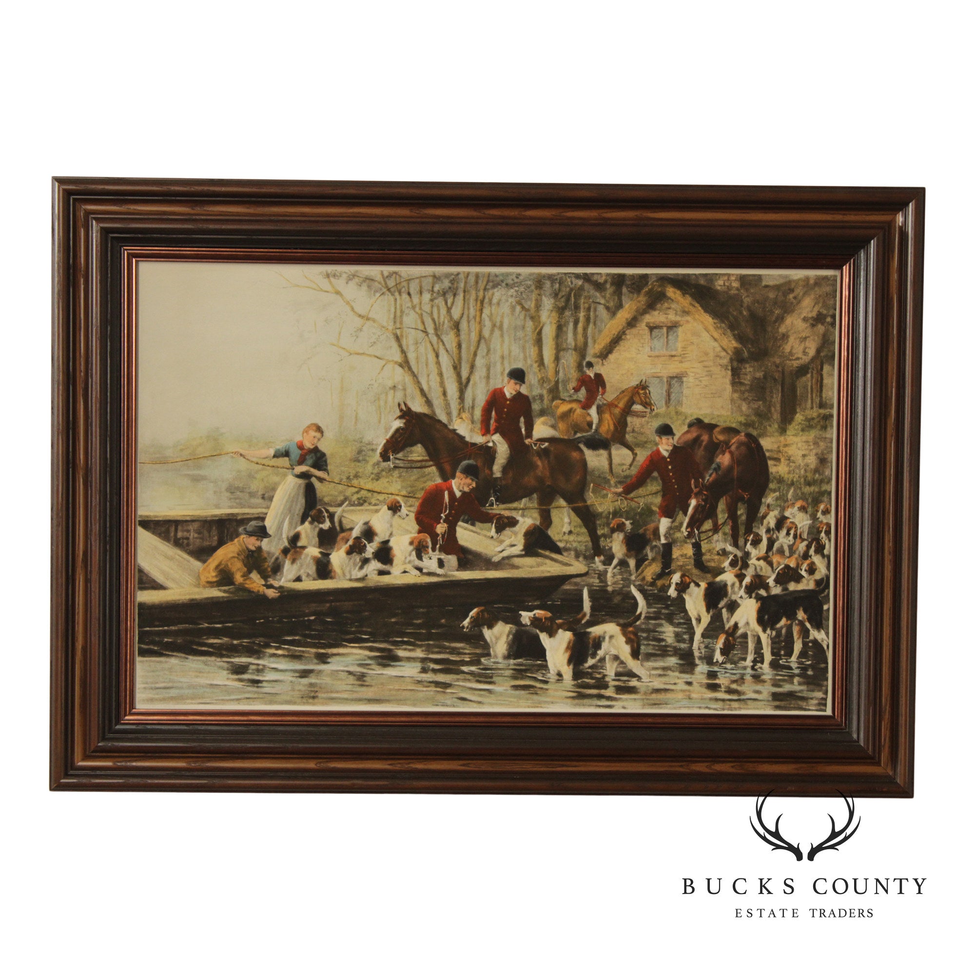 D.F. Thomson English Hunt Print, 'Home by the Ferry'