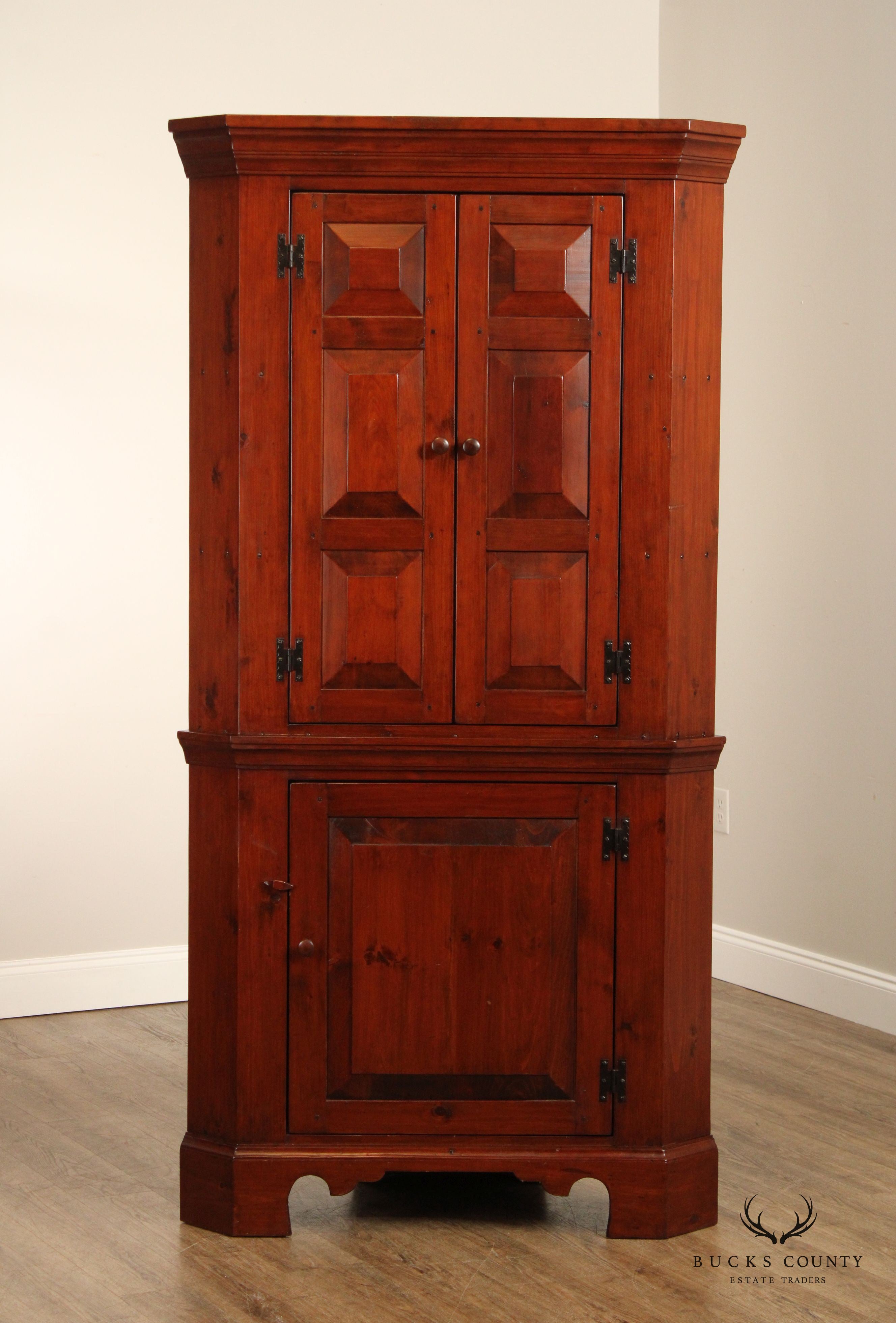Custom Quality Early American Style Pine Corner Cabinet