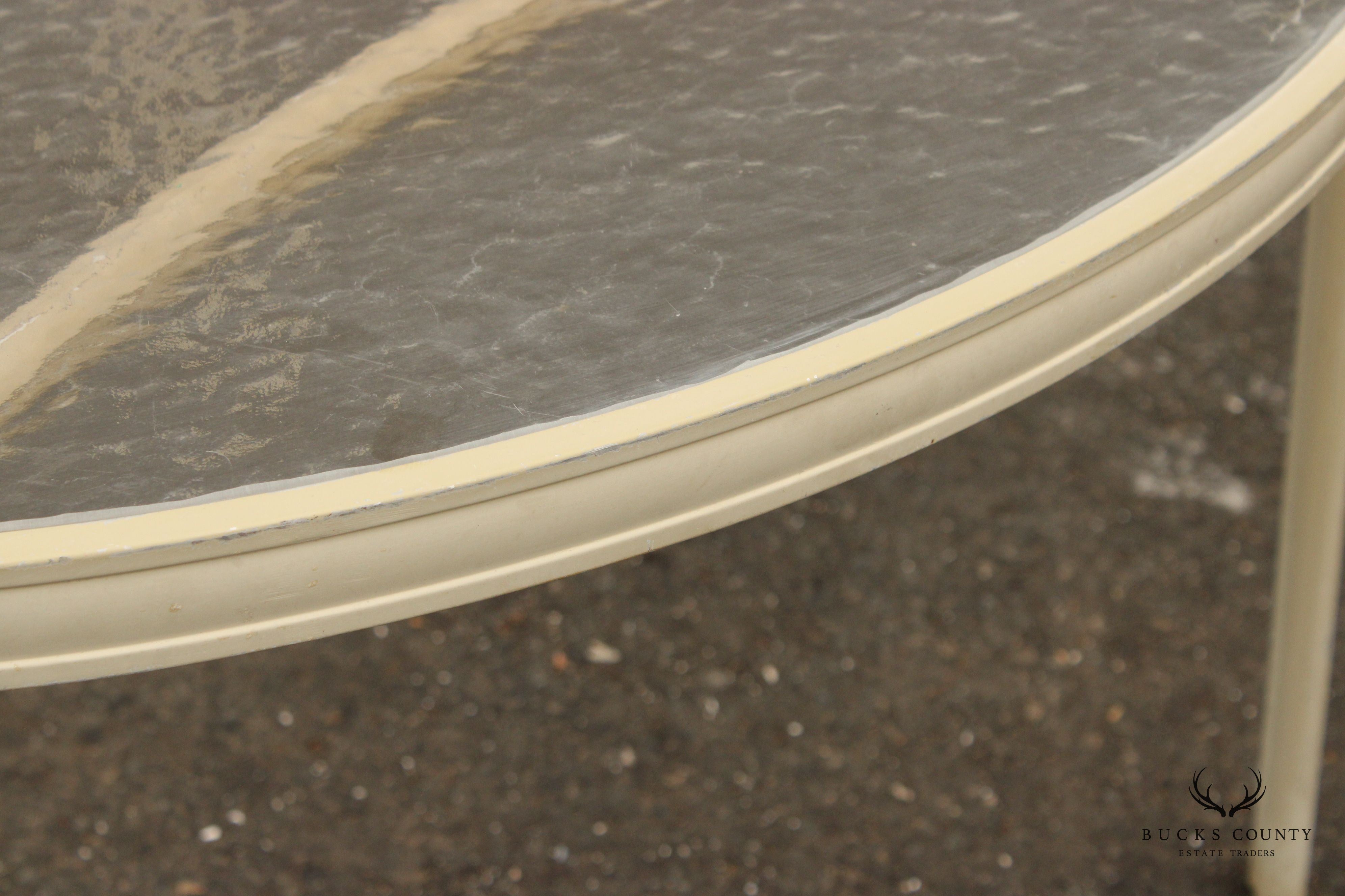Mid Century Modern Round Aluminum Glass Top Patio Dining Table