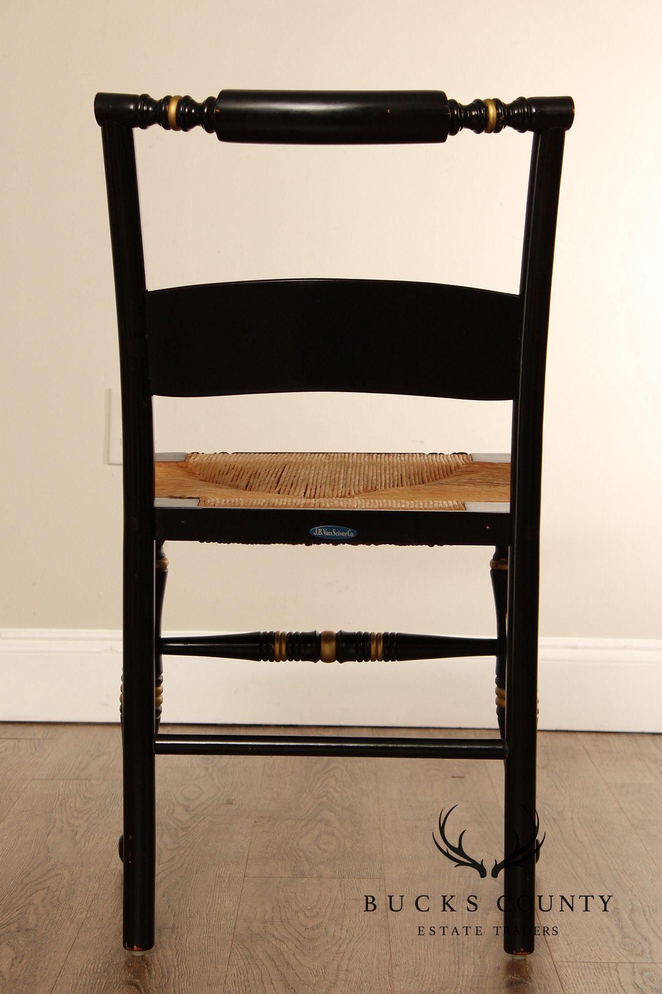 Early American Style Ebonized Rush Seat Side Chair