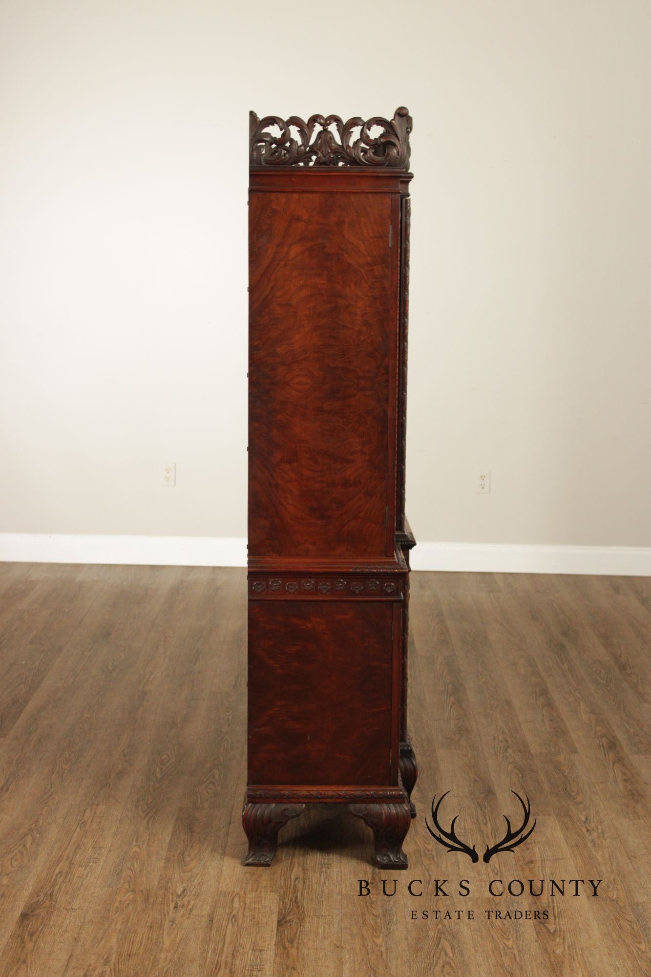 Georgian Style Hand Painted Mahogany Breakfront Cabinet