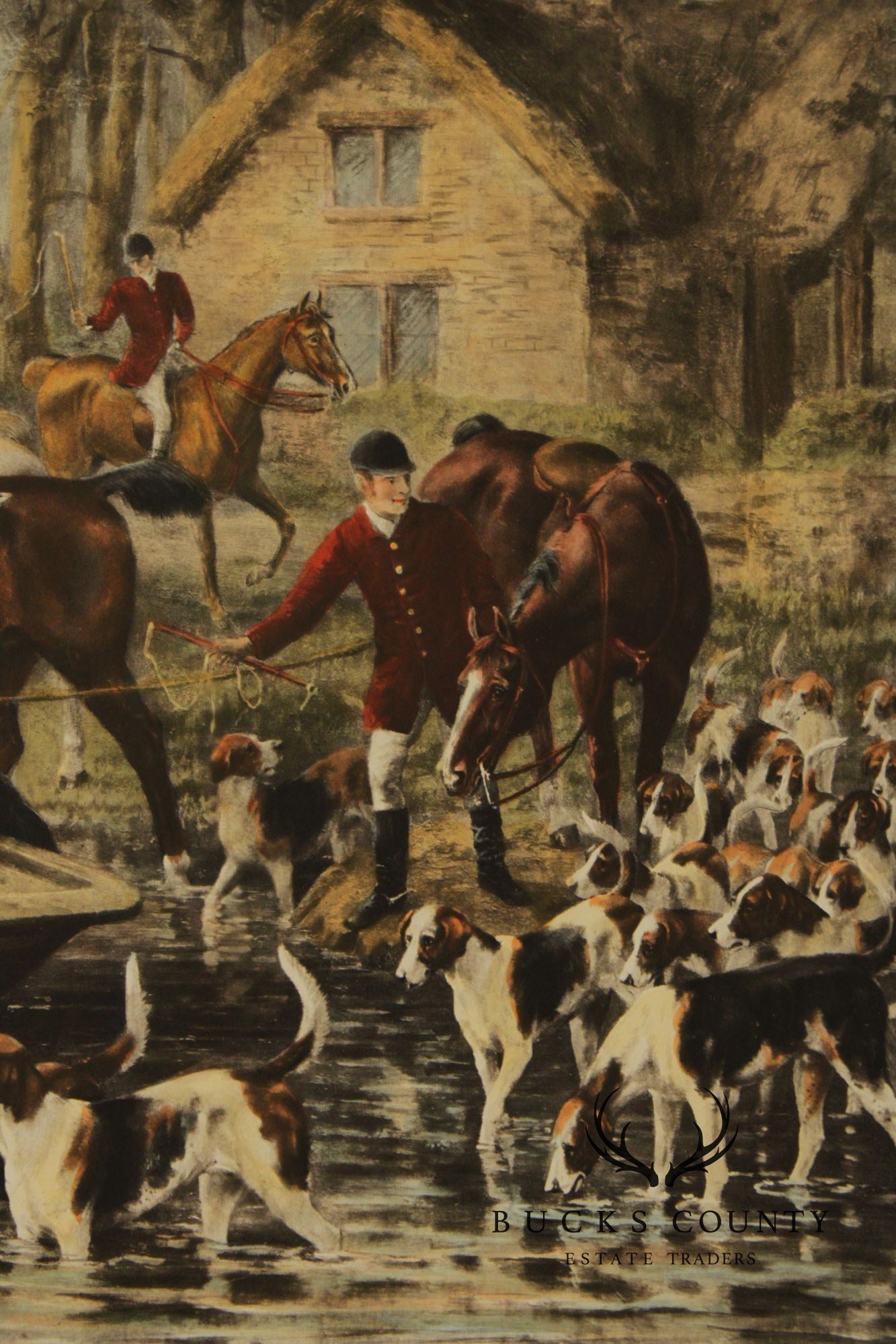 D.F. Thomson English Hunt Print, 'Home by the Ferry'