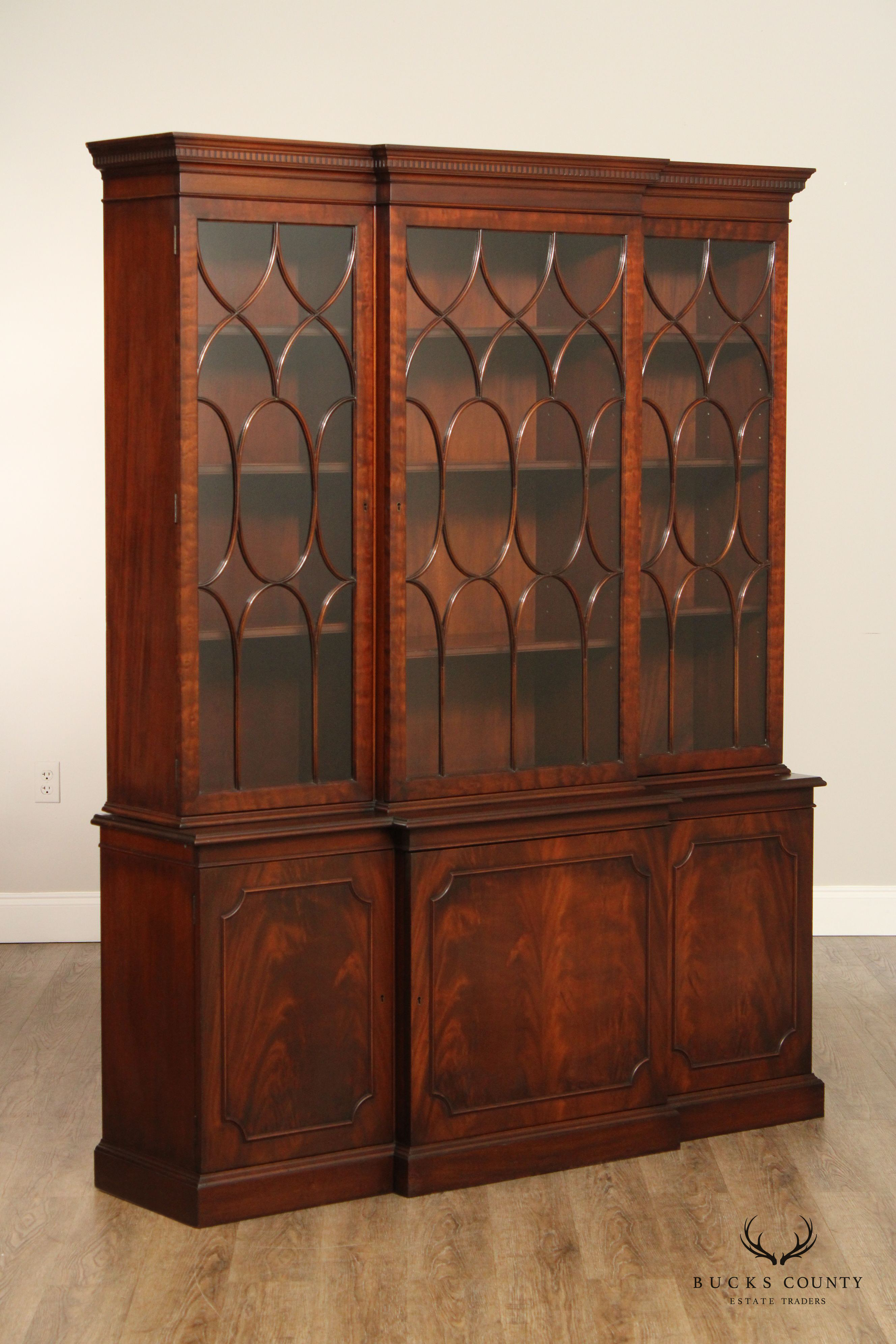 Charak Georgian Style Mahogany Hand Crafted Breakfront