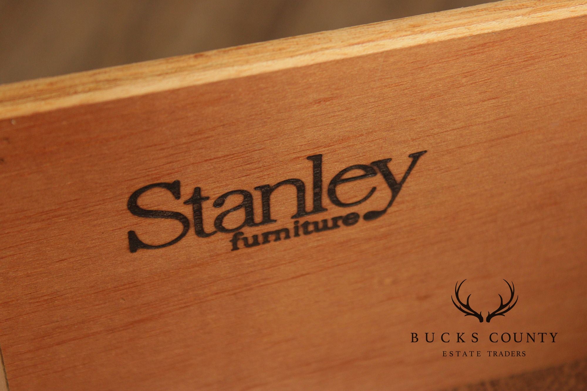 Stanley Furniture Pine and Wicker Writing Desk