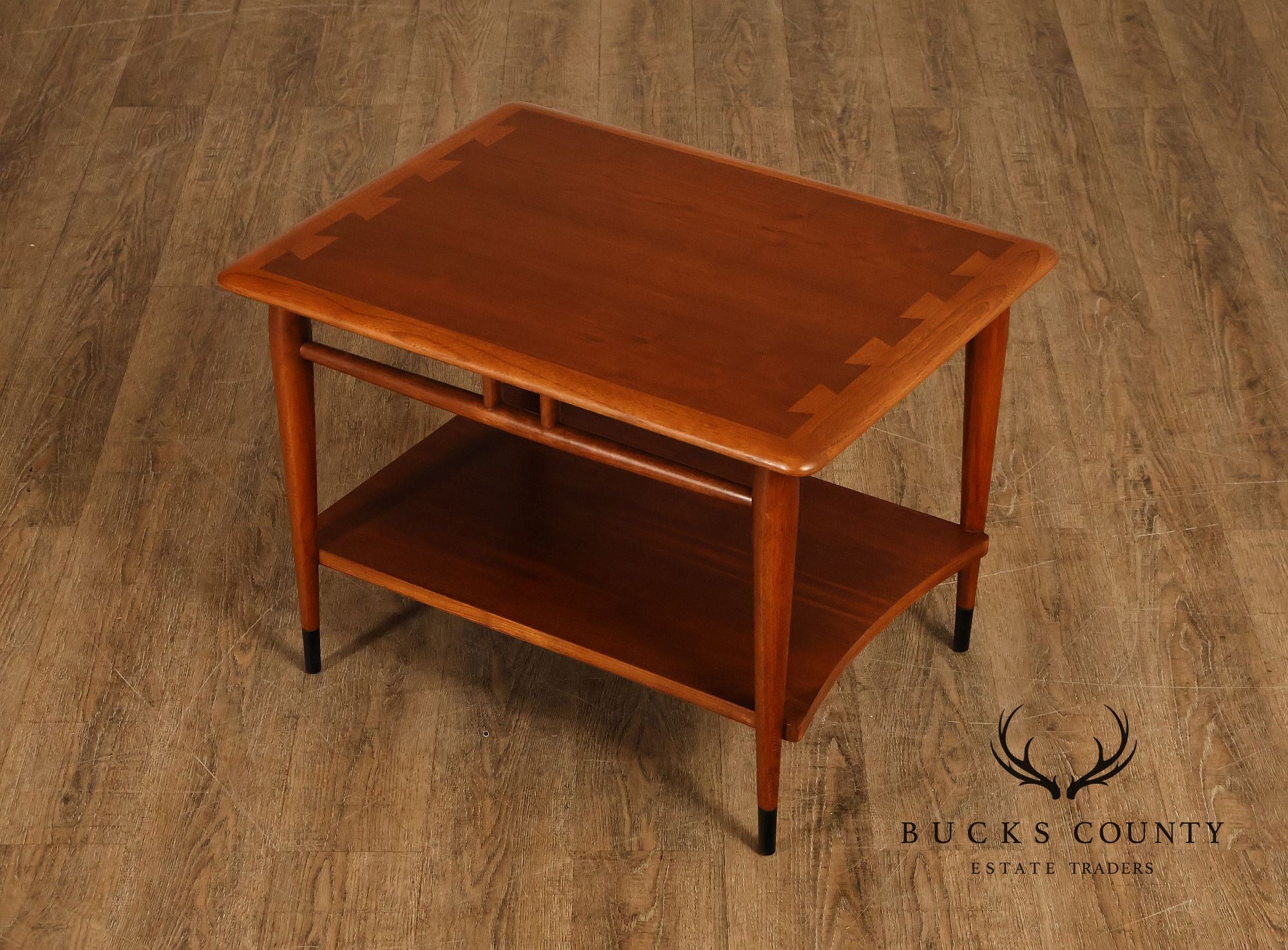 Lane Acclaim Mid Century Modern Walnut And Oak Two-Tier End Table