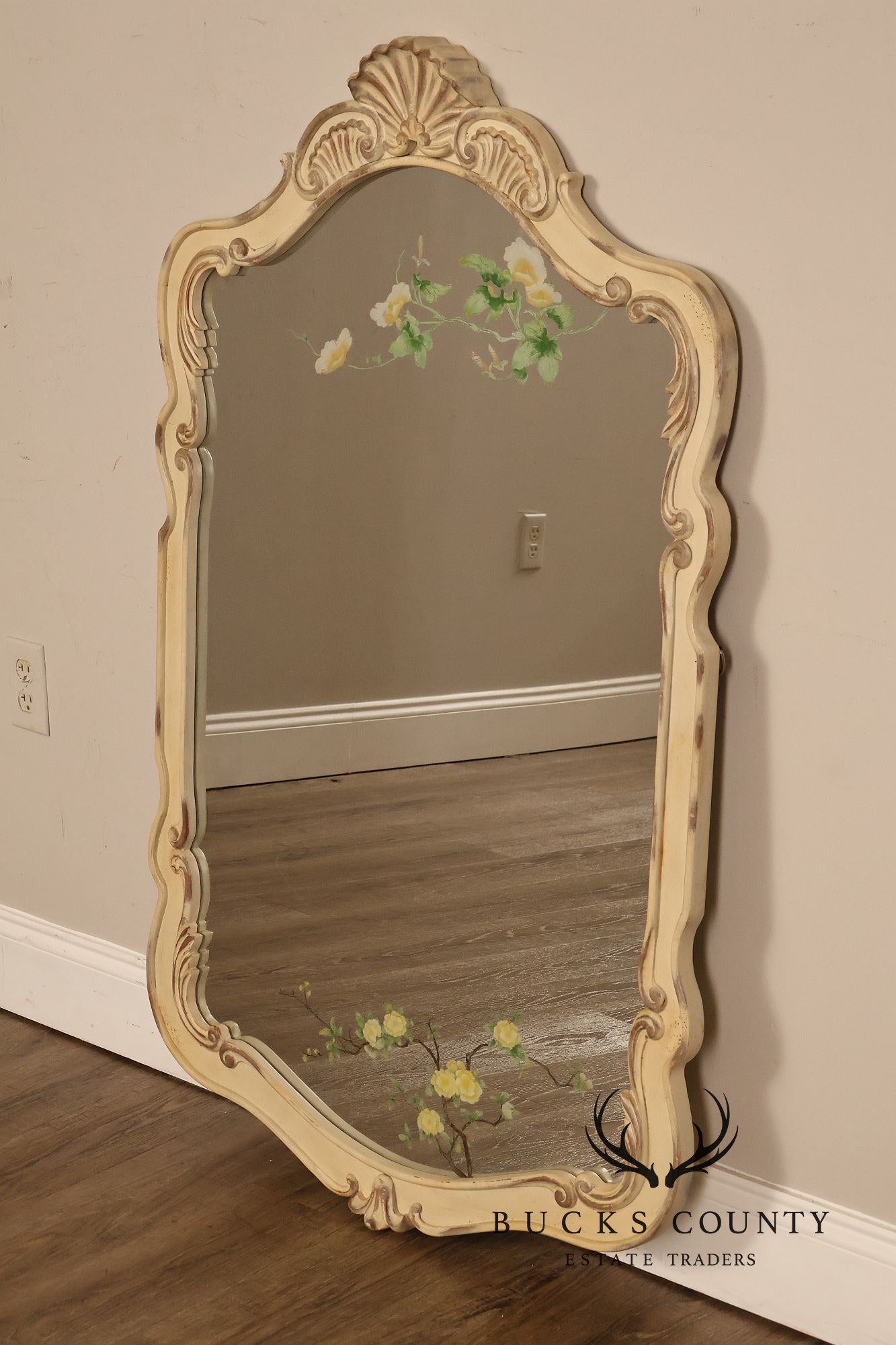 French Provincial Style Paint Decorated Wall Mirror