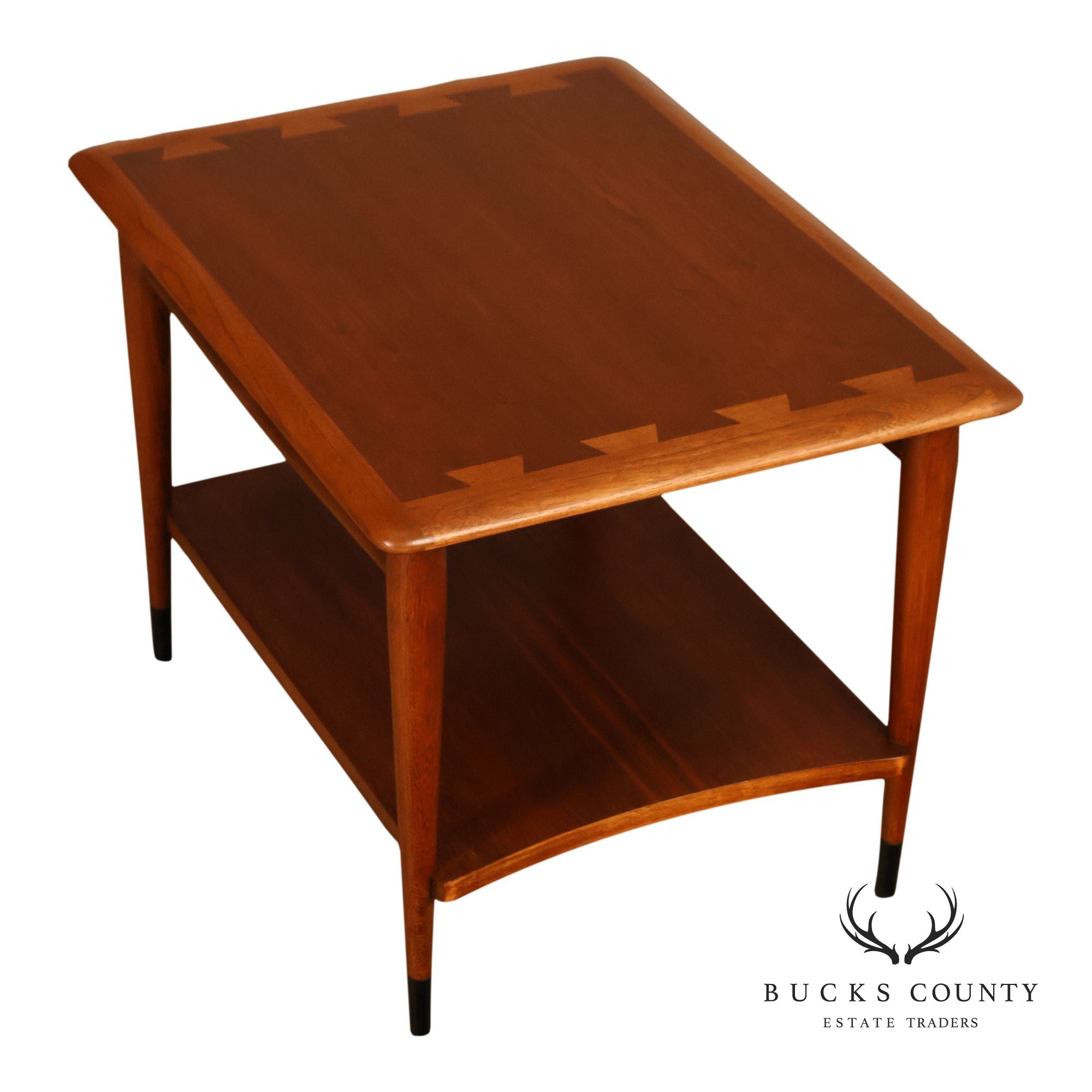 Lane Acclaim Mid Century Modern Walnut And Oak Two-Tier End Table