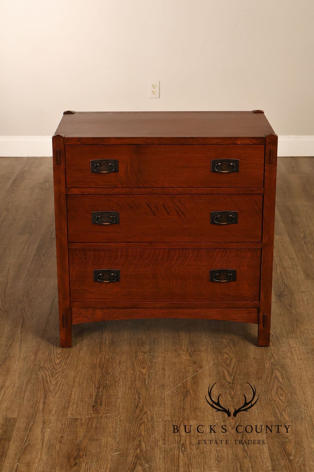 Stickley Mission Collection Pair Of Oak Three-Drawer Chests