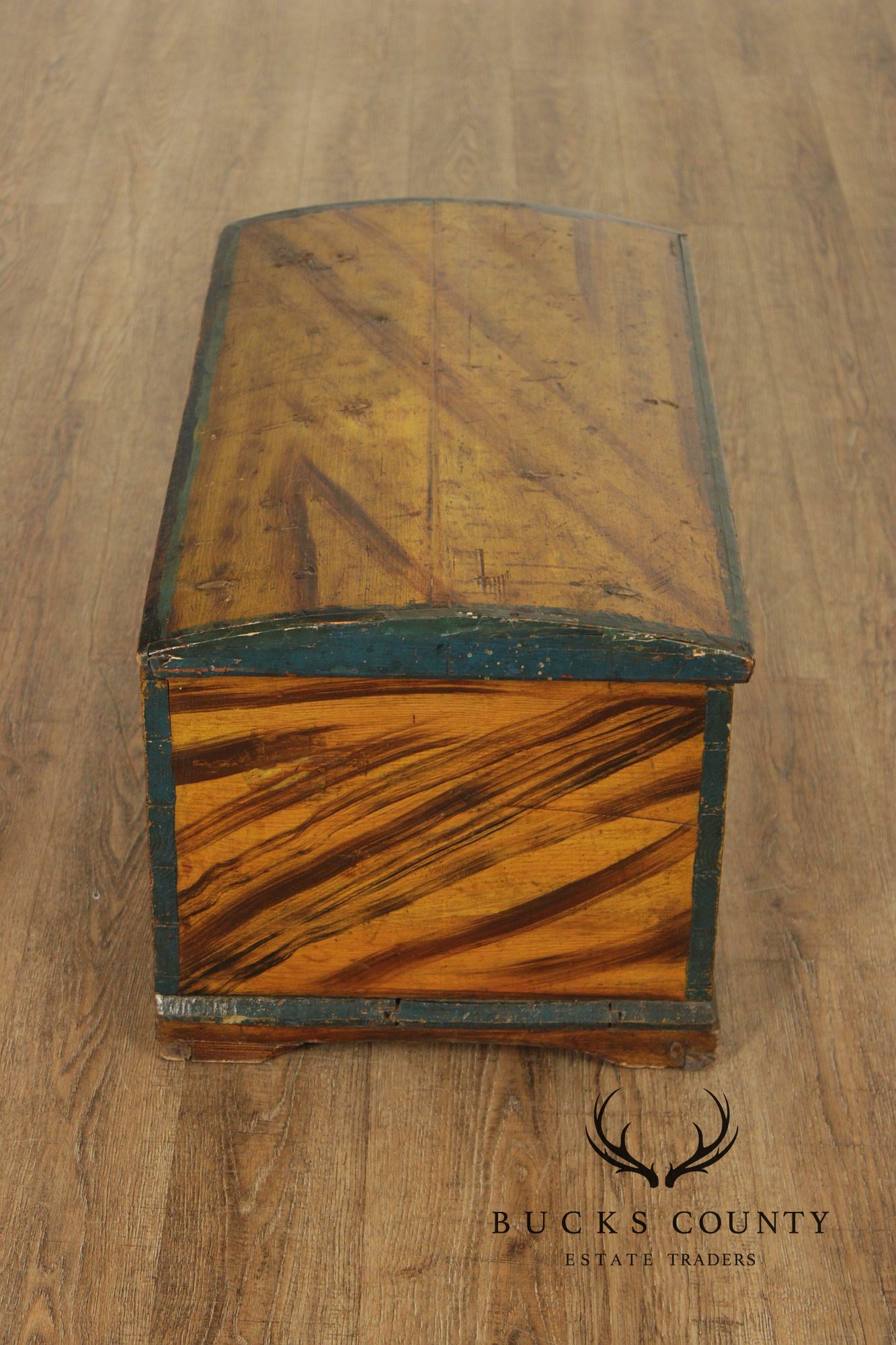 Antique Dome Top Grain Painted Pine Blanket Chest