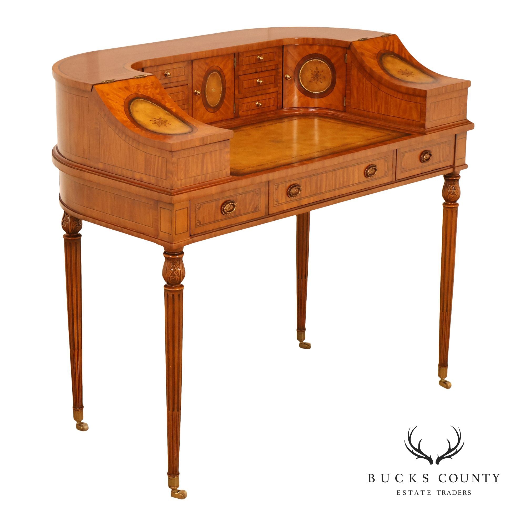 Maitland Smith Regency Style Satinwood Carlton House Writing Desk