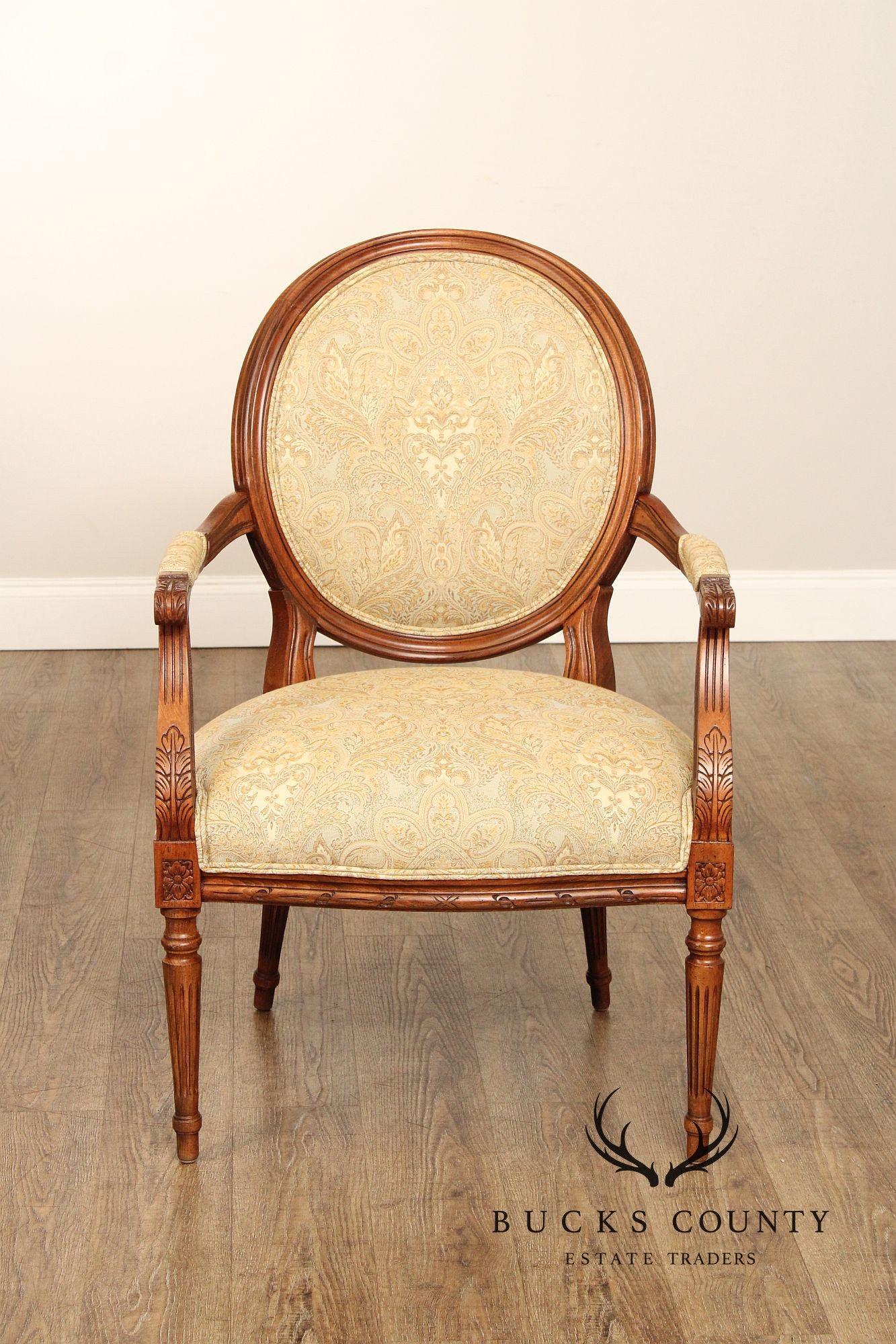 Ethan Allen French Louis XVI Style Pair Of Fauteuil Armchairs