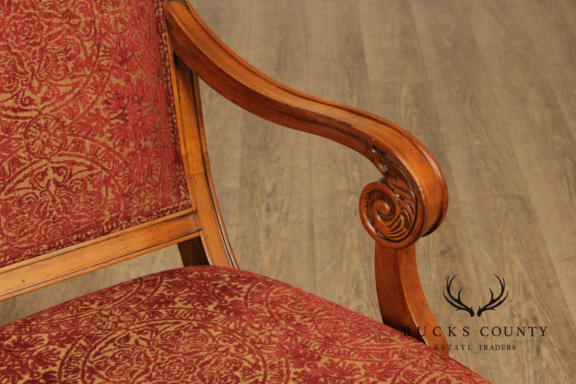 Ethan Allen 'Townhouse' Set of Six Carved Frame Upholstered Dining Chairs