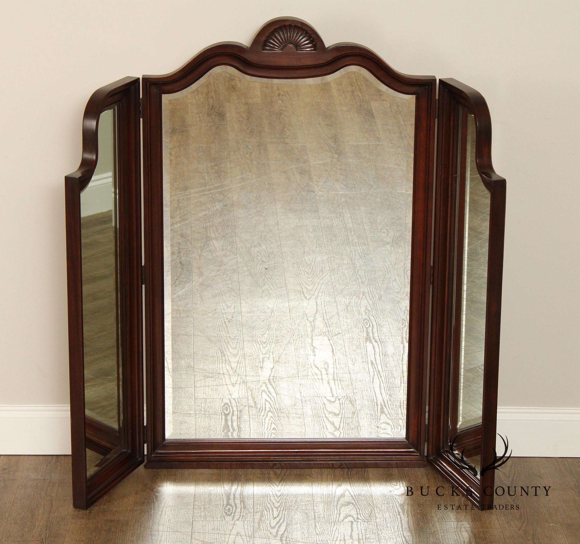 Harden Queen Anne Style Cherry Tri-Fold Dresser Mirror