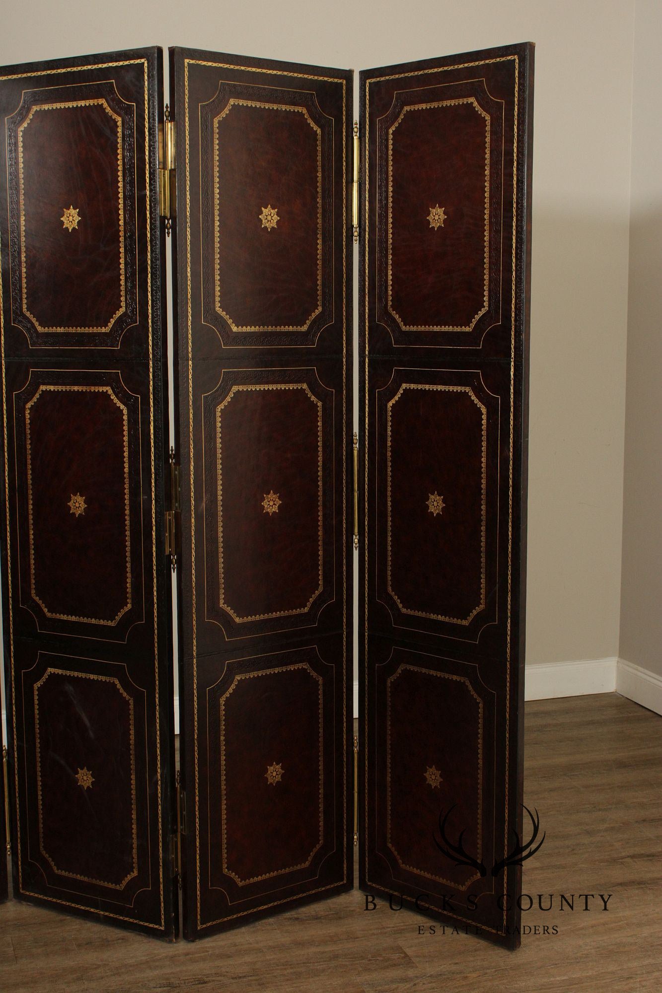 Maitland Smith Four-Panel Leather Folding Screen