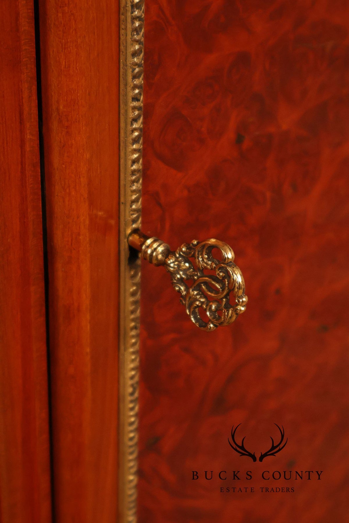 Louis XVI Style Marble Top Marquetry And Bronze Mounted Cabinet