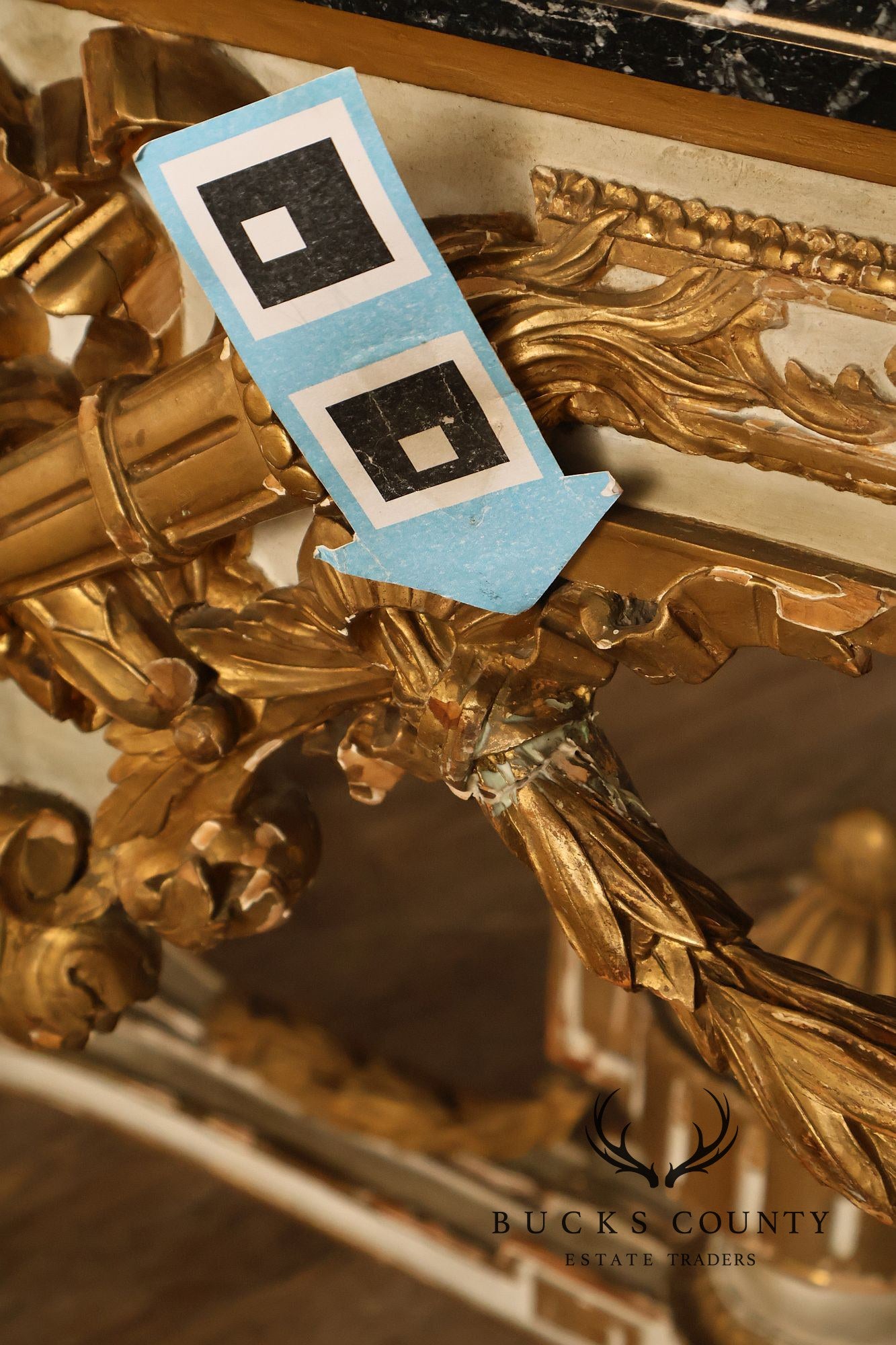 Louis XV Style Giltwood And Painted Demilune Marble Top Console Table