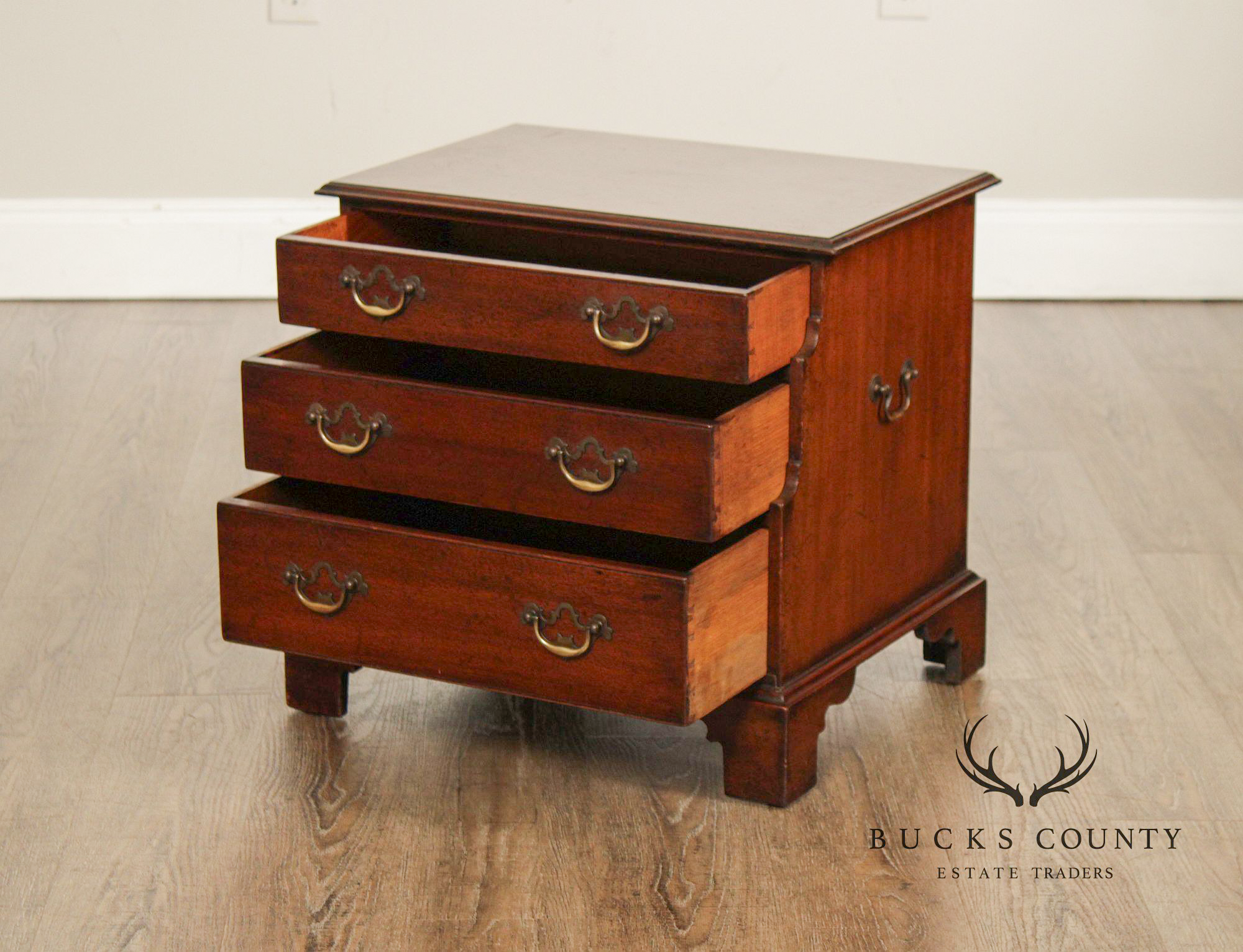 English George III Style Mahogany Three-Drawer Chest Side Table