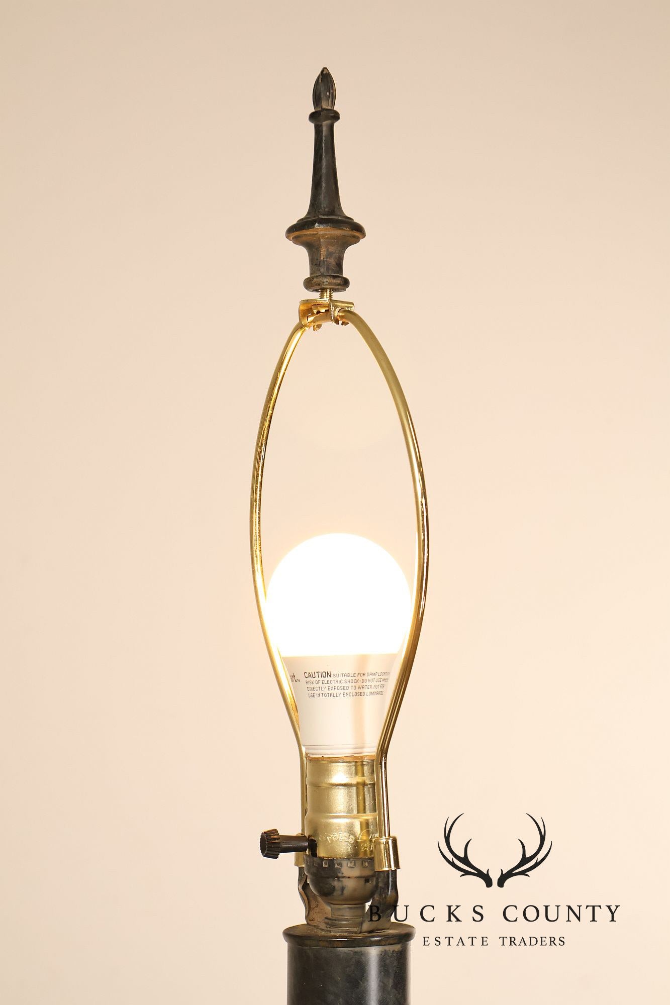 Neoclassical Style Pair Of Table Lamps With Carved Orb And Metal Base