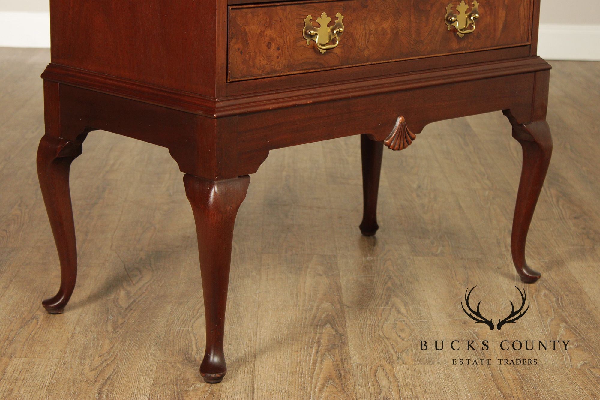 Hekman Georgian Style Lighted Secretary Desk And Display Cabinet