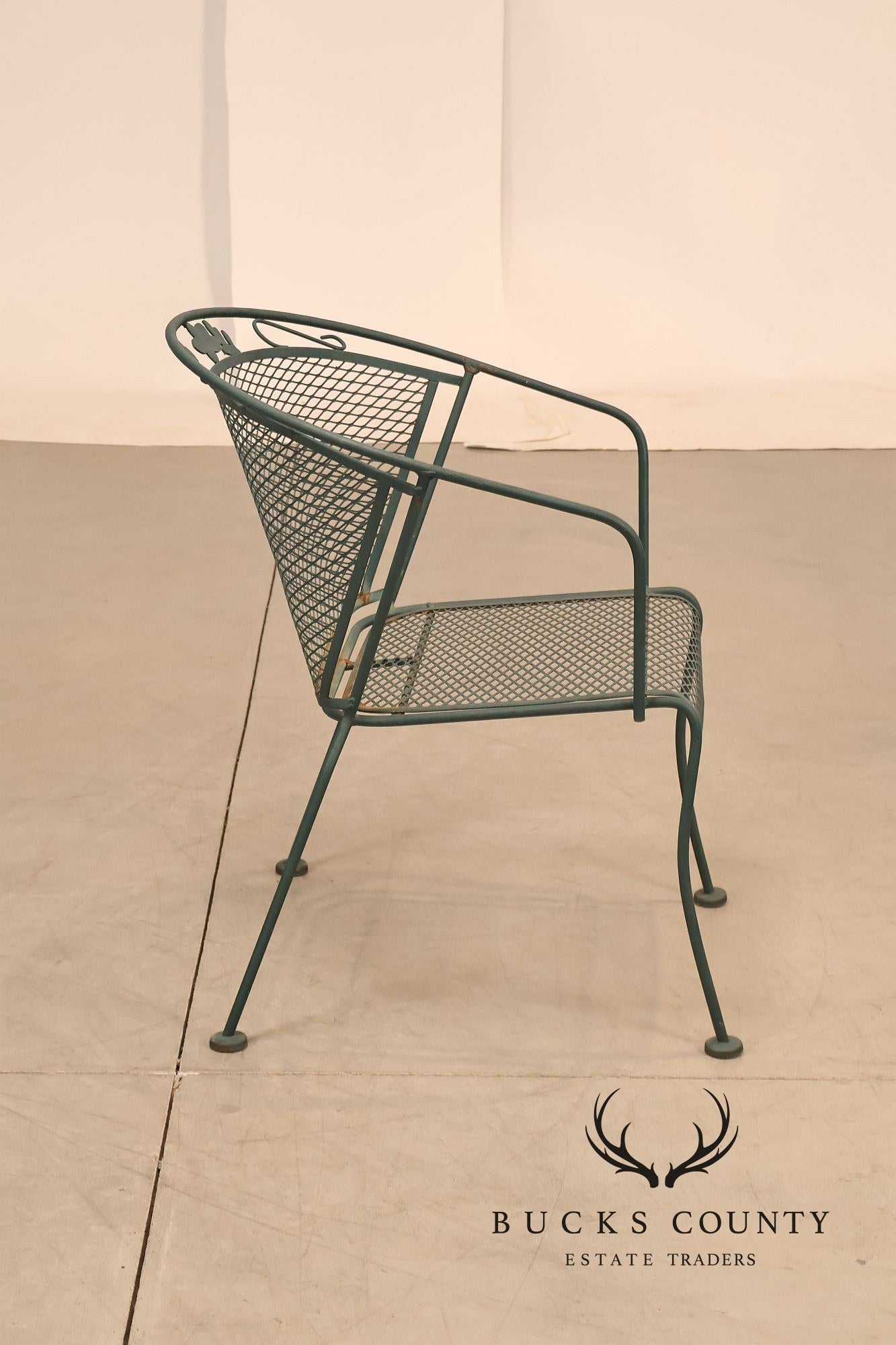 Wrought Iron Vintage Round Patio Table And Four Chairs Set