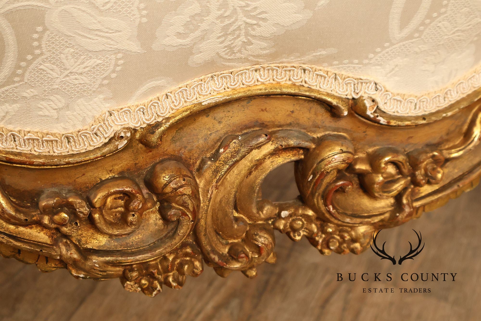Italian Rococo Style Pair Of Carved Giltwood Upholstered Armchairs