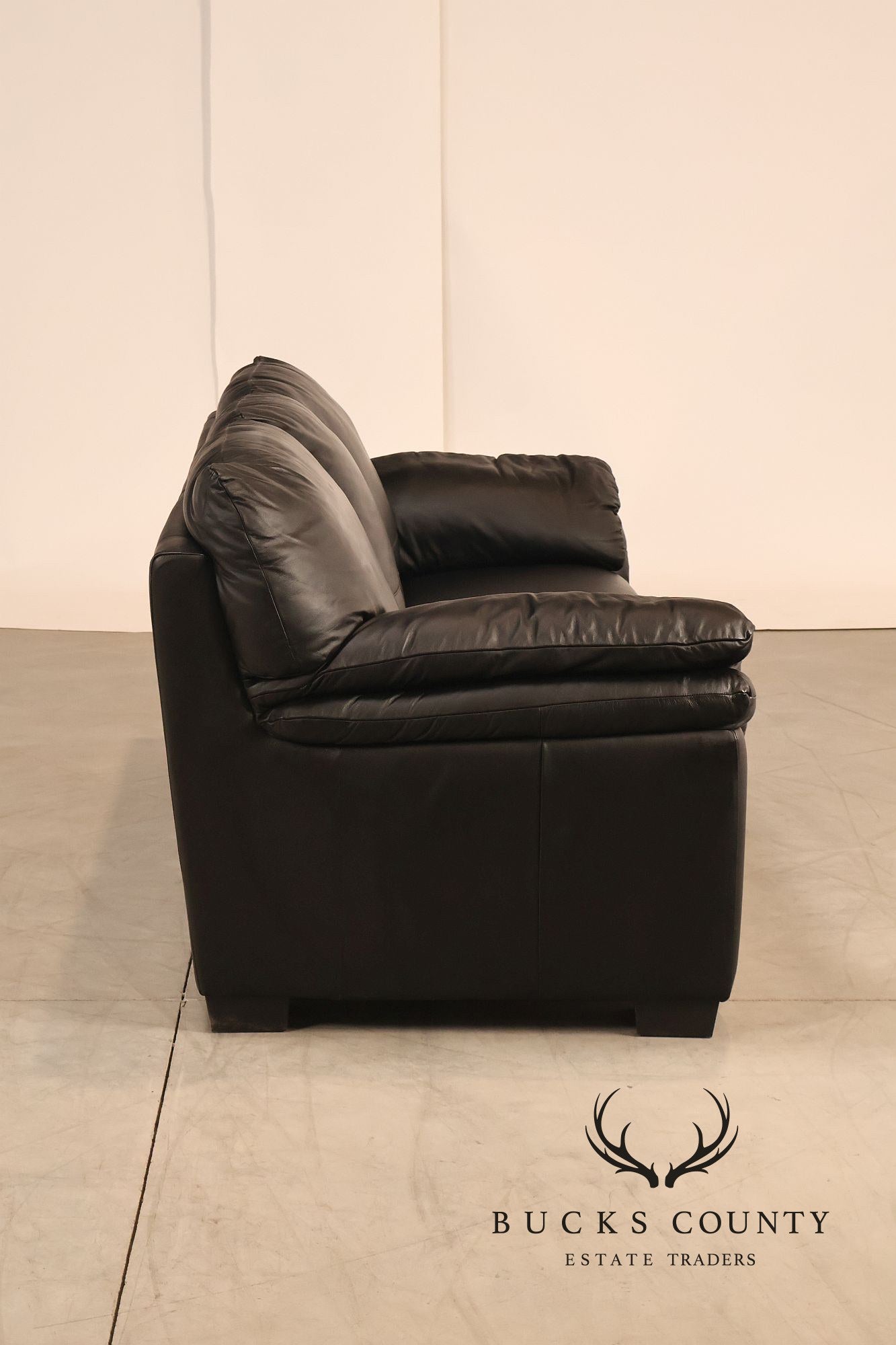Italsofa Pair of Black Leather Sofas