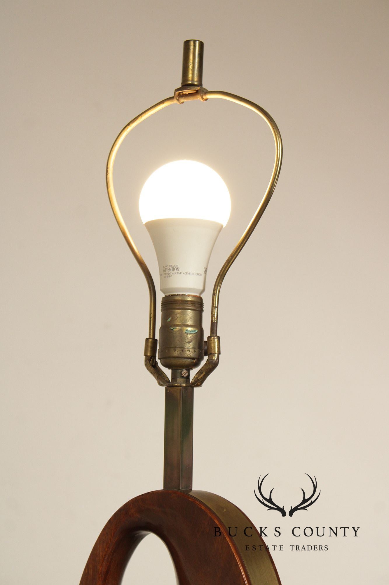 Mid Century Modern Sculpted Brass and Walnut Table Lamp By Modeline