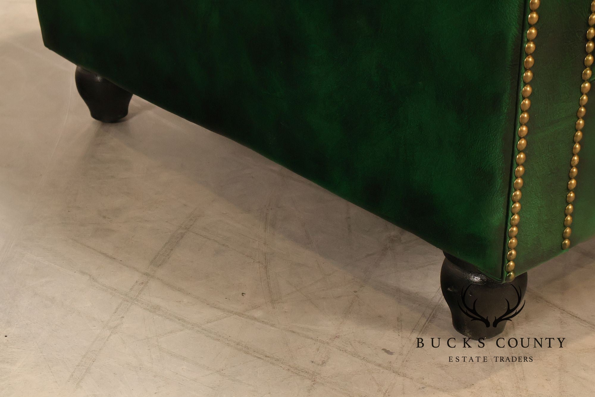 Chesterfield Style Green Leather Sofa
