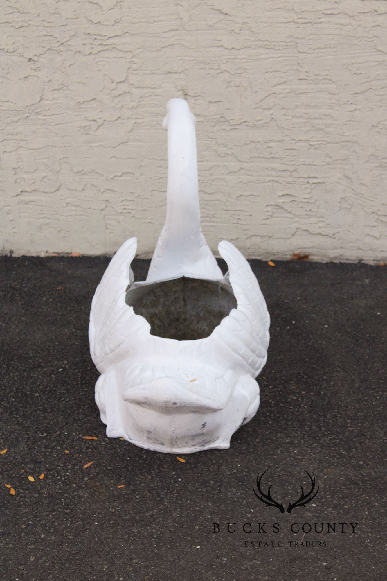 Vintage Cast Metal Swan Garden Planter