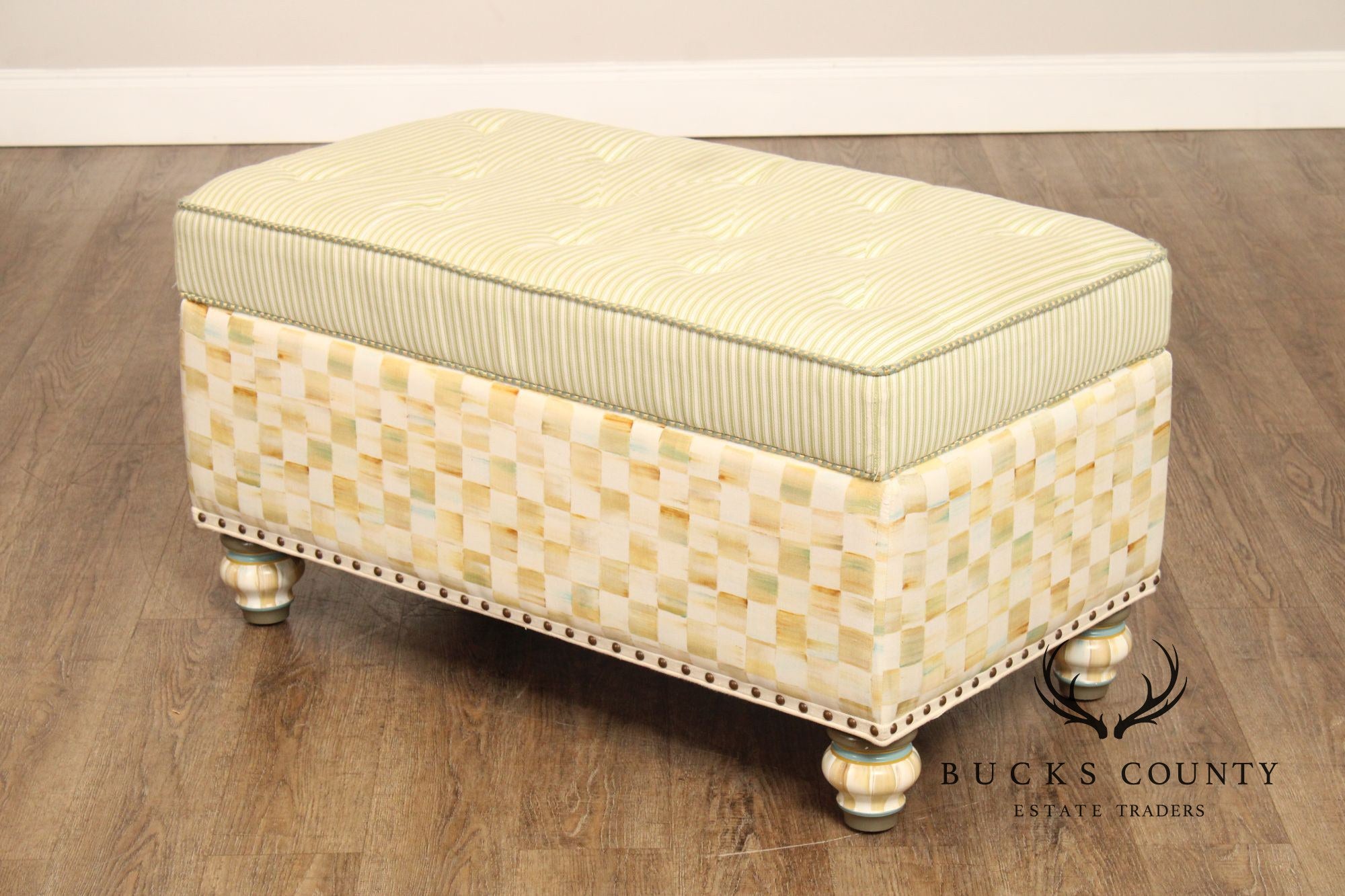 Mackenzie Childs Upholstered Storage Ottoman