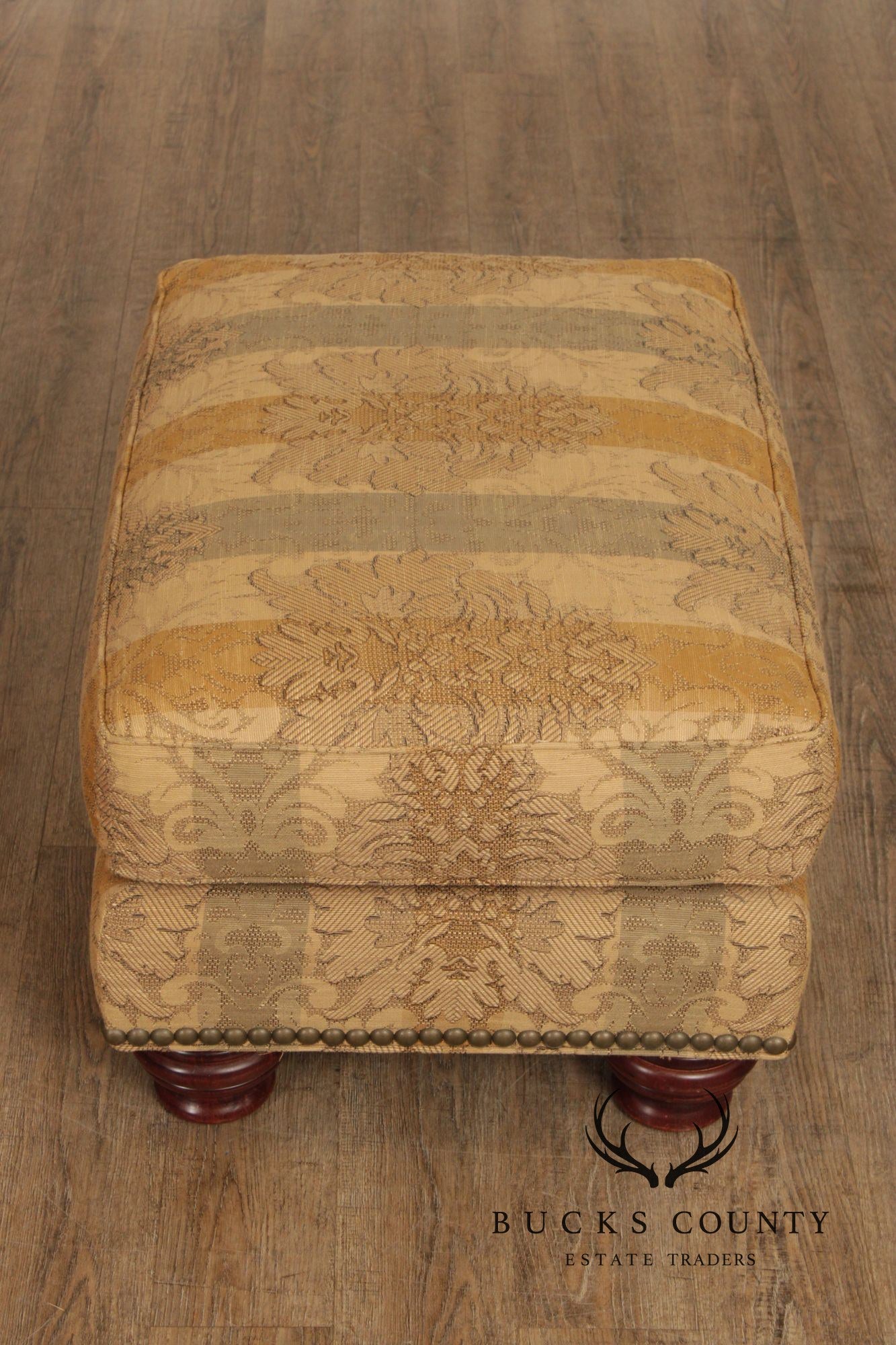 Thomasville Traditional Style Pair of Upholstered Ottomans