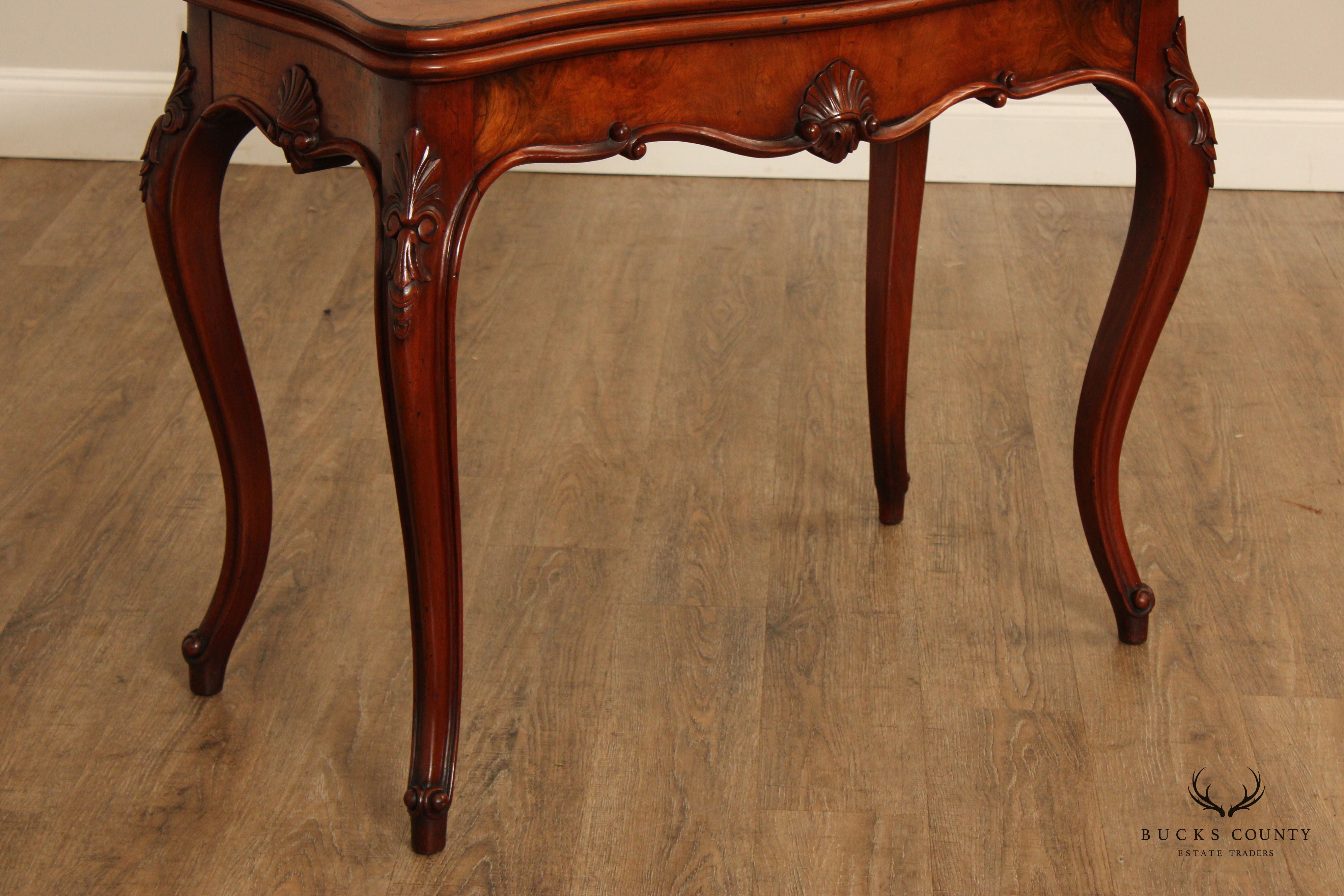 Antique French Louis XV Style Walnut Folding Card Table