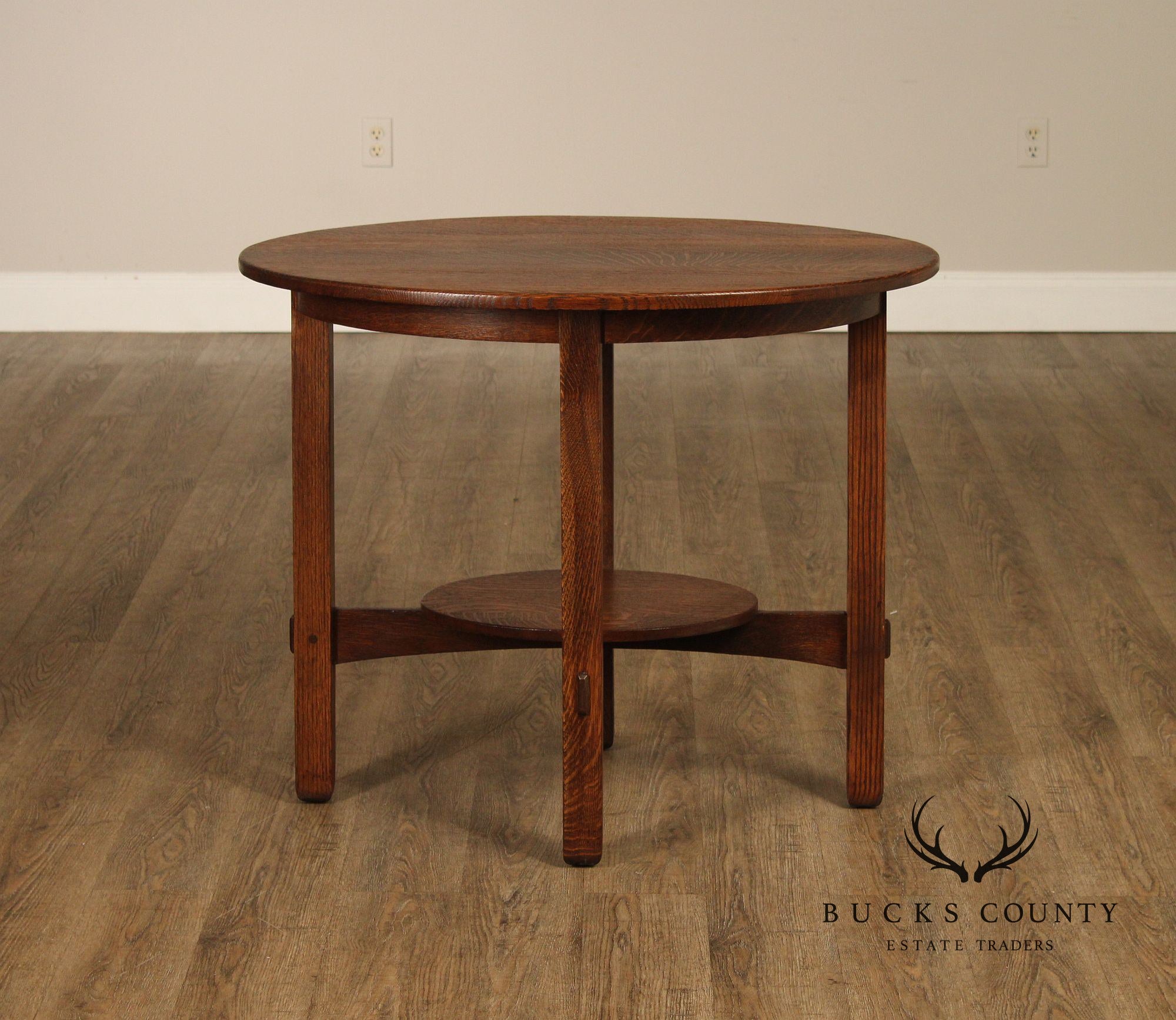 Antique Stickley Brothers Mission Oak Oval Lamp Table