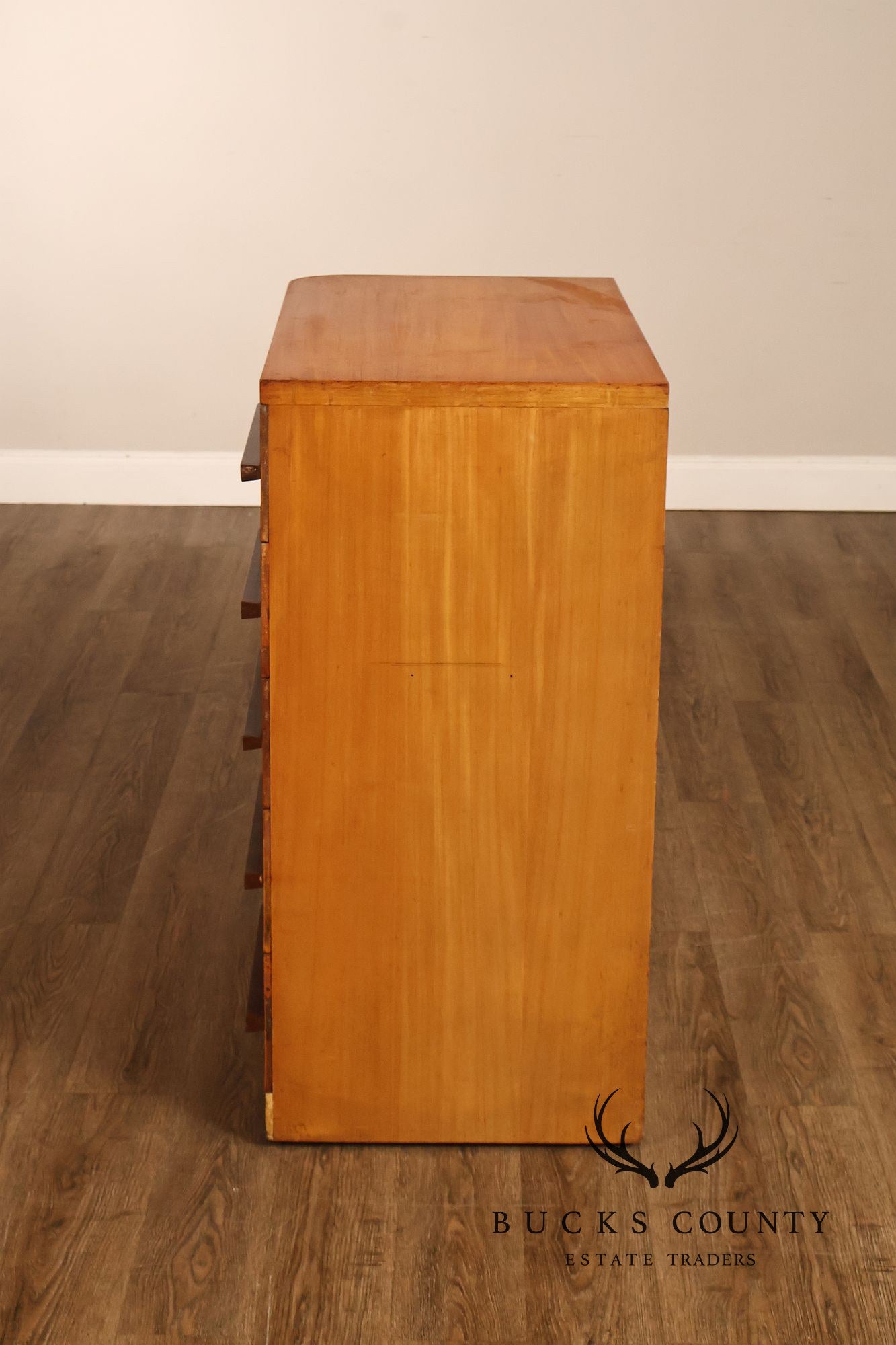 Donald Deskey Attributed 1930s Art Deco Streamlined Pair Of Five Drawer Chests