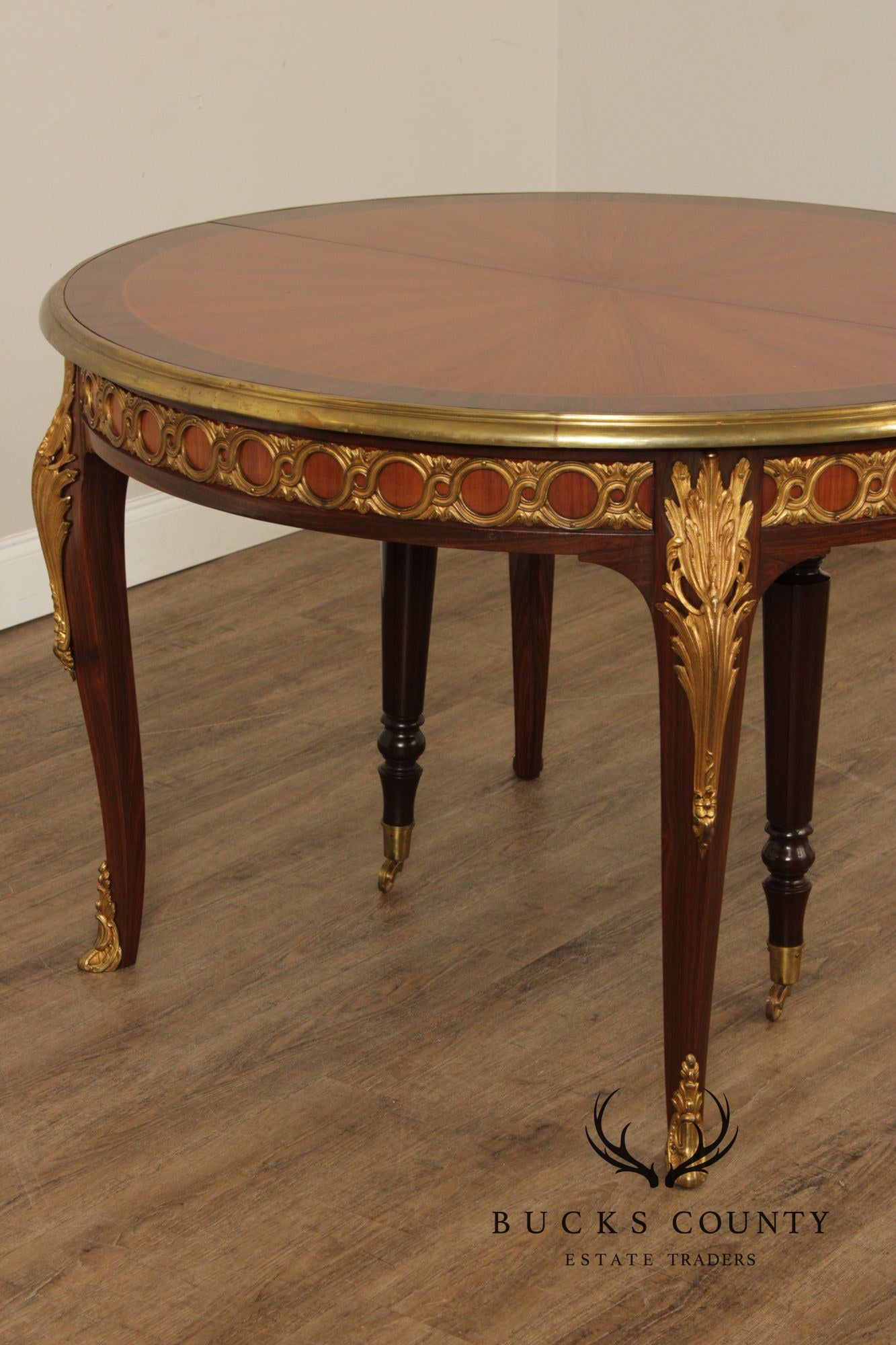 French Louis XV Style Ormolu Mounted Round Expandable Dining Table