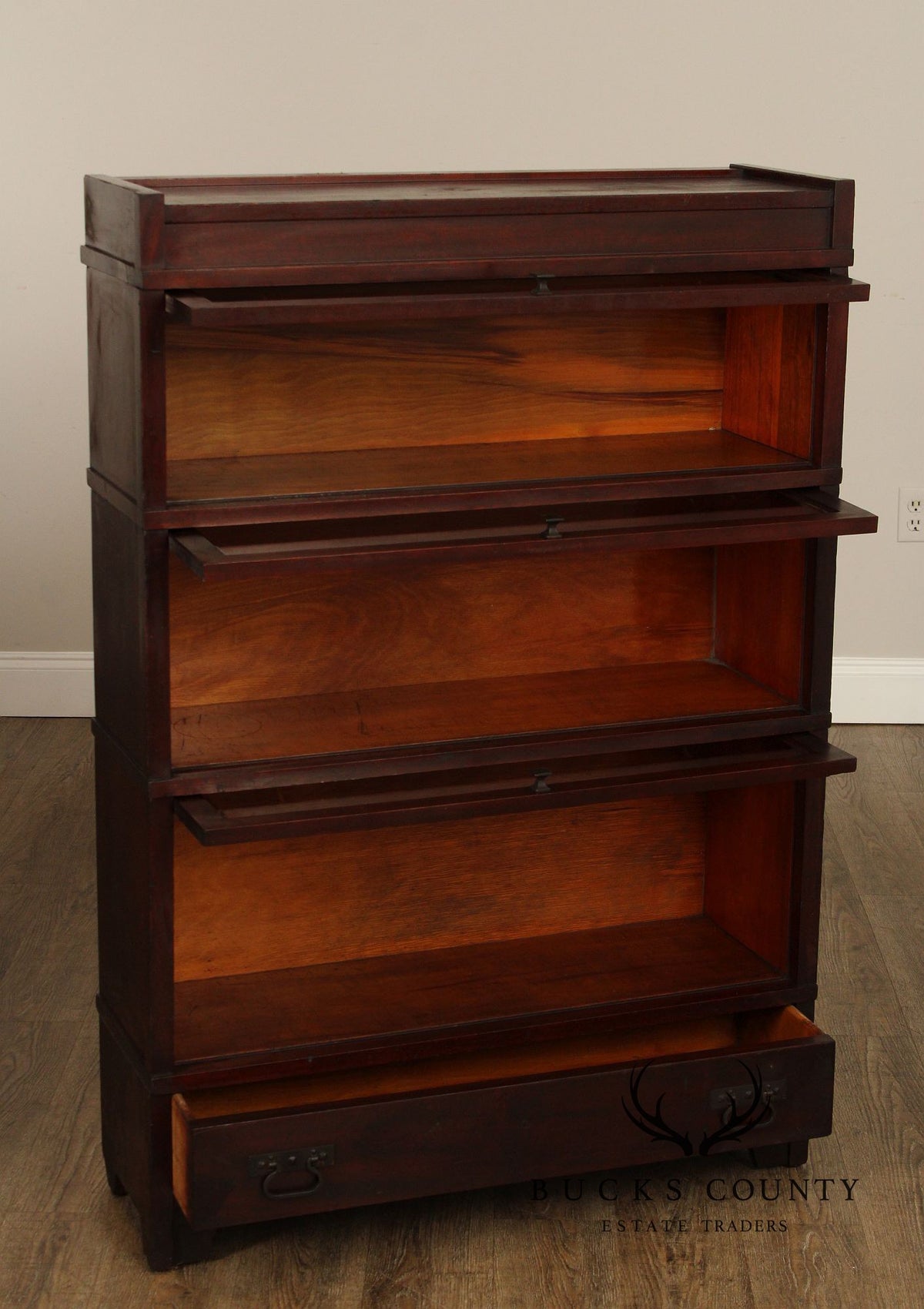 Vintage Mahogany Three-Stack Barrister Bookcase