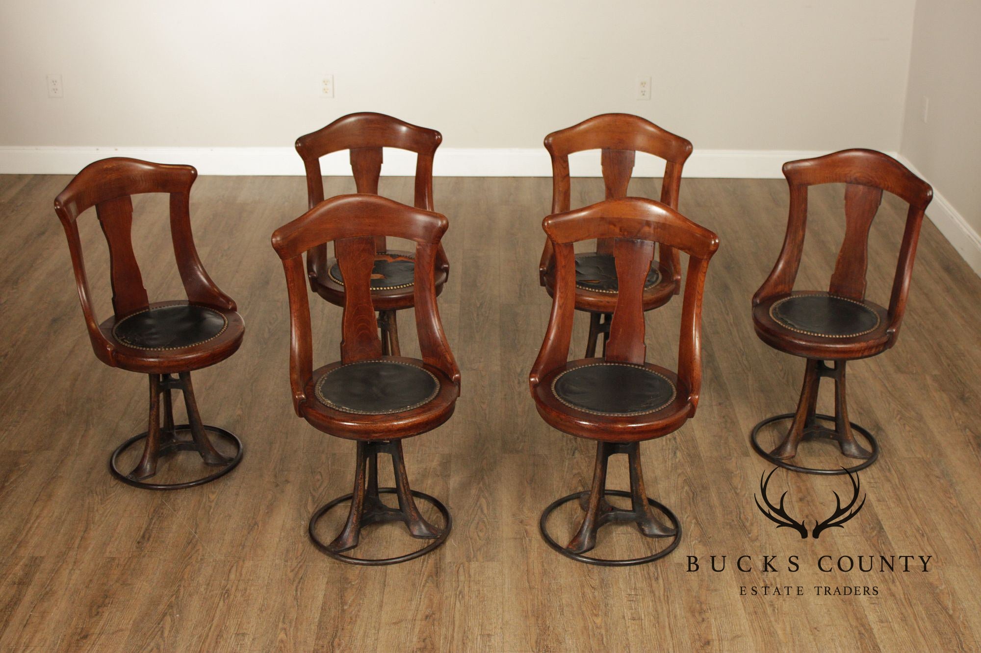 Antique Ship’s Table With Set Of Six Ship Chairs