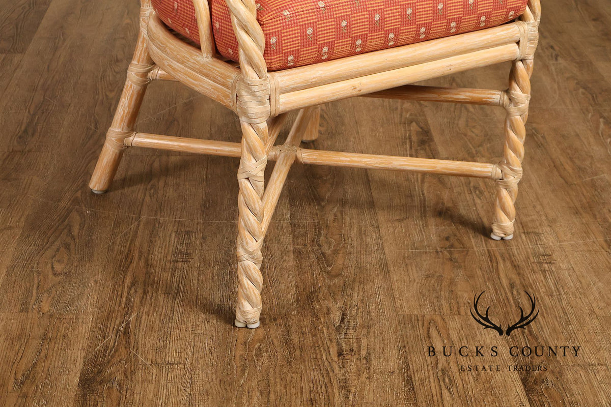 McGuire Set of Four Twisted Rattan Armchairs