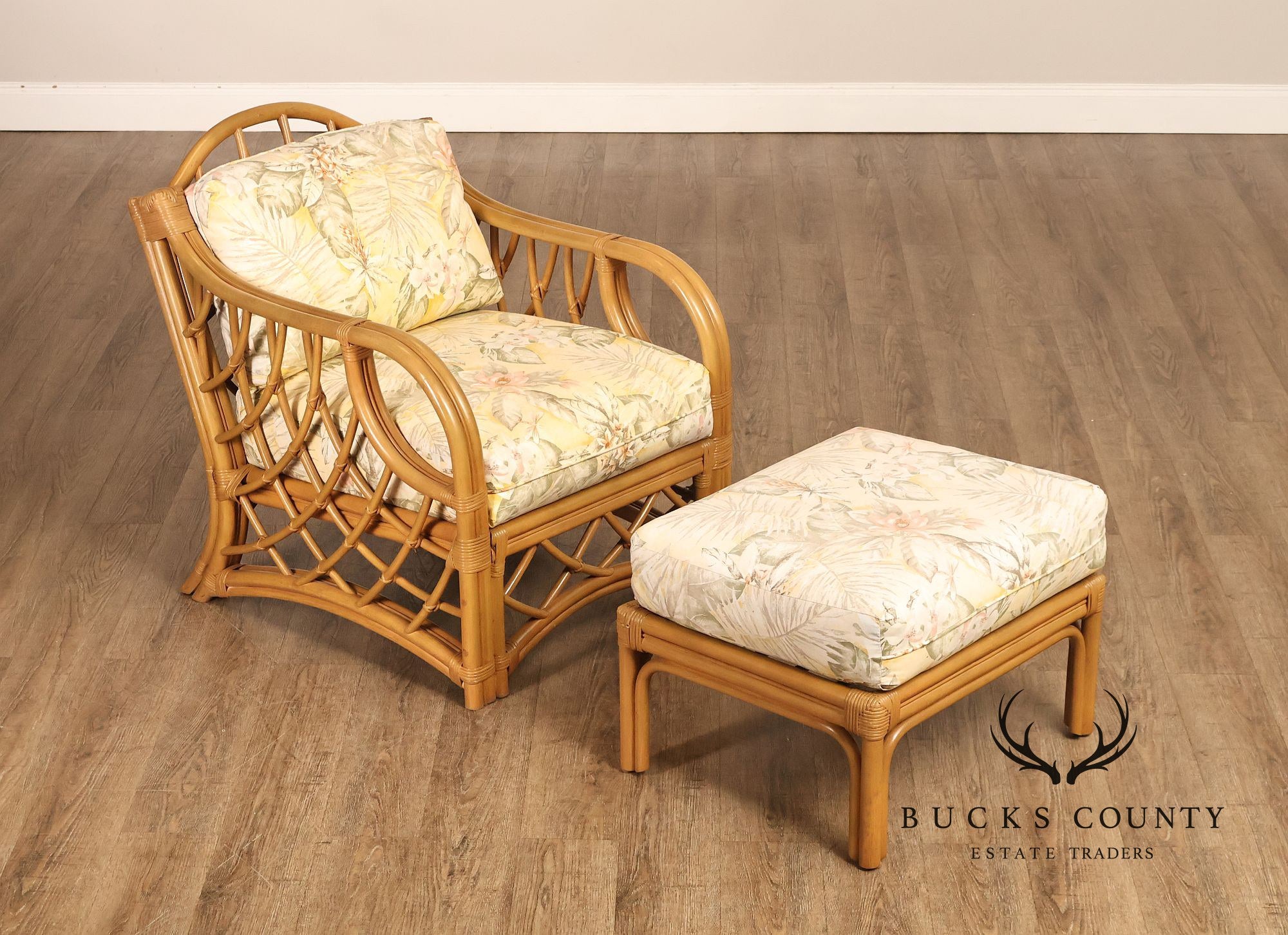 Laneventure Tradewinds Rattan Armchair and Ottoman
