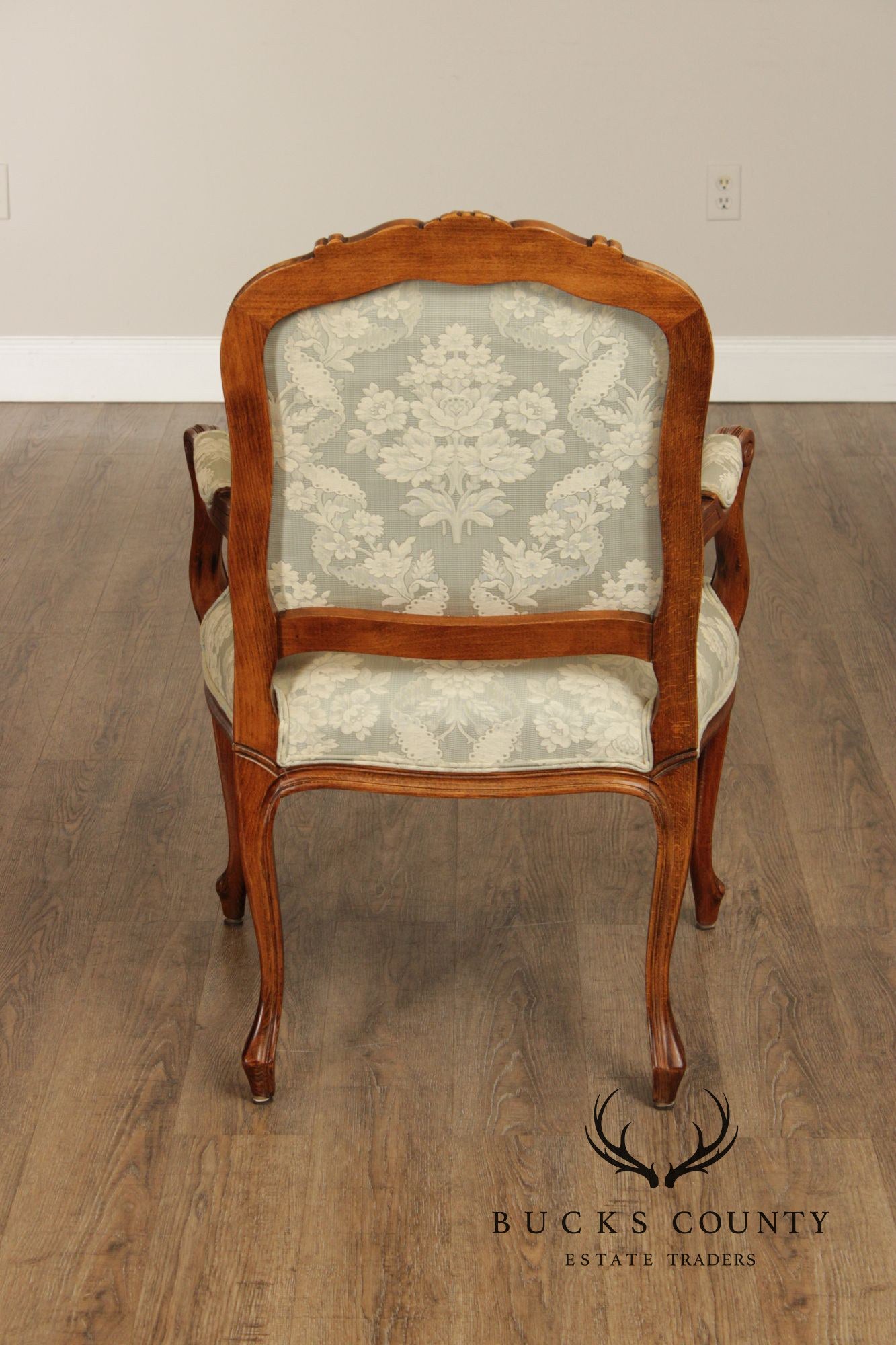Ethan Allen French Louis XV Style Pair Fauteuil Armchairs
