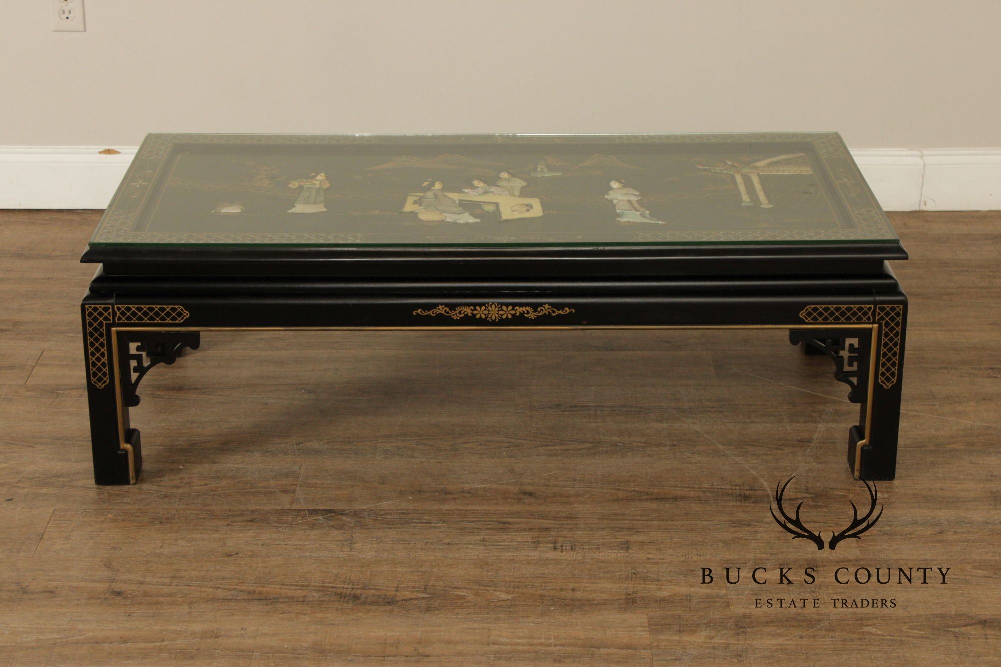 Chinoiserie Glass Top Coffee Table